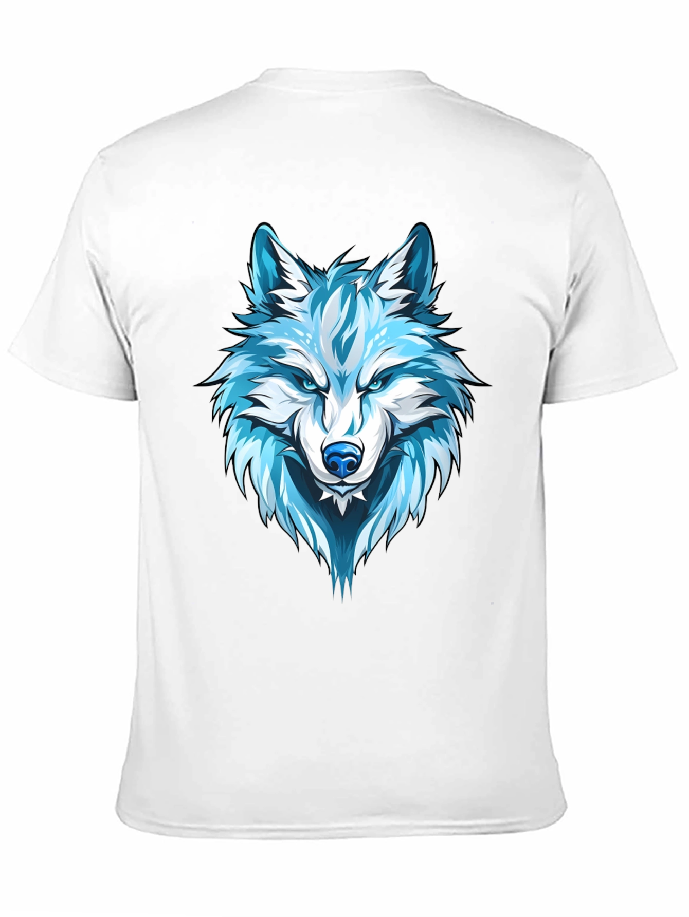 Wolf Graphic Print Tee - Cool Blue Design