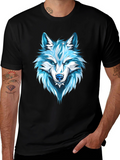 Wolf Graphic Print Tee - Cool Blue Design