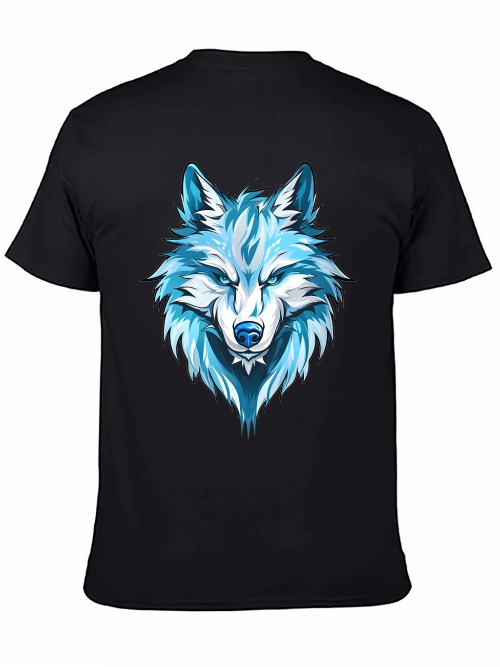 Wolf Graphic Print Tee - Cool Blue Design