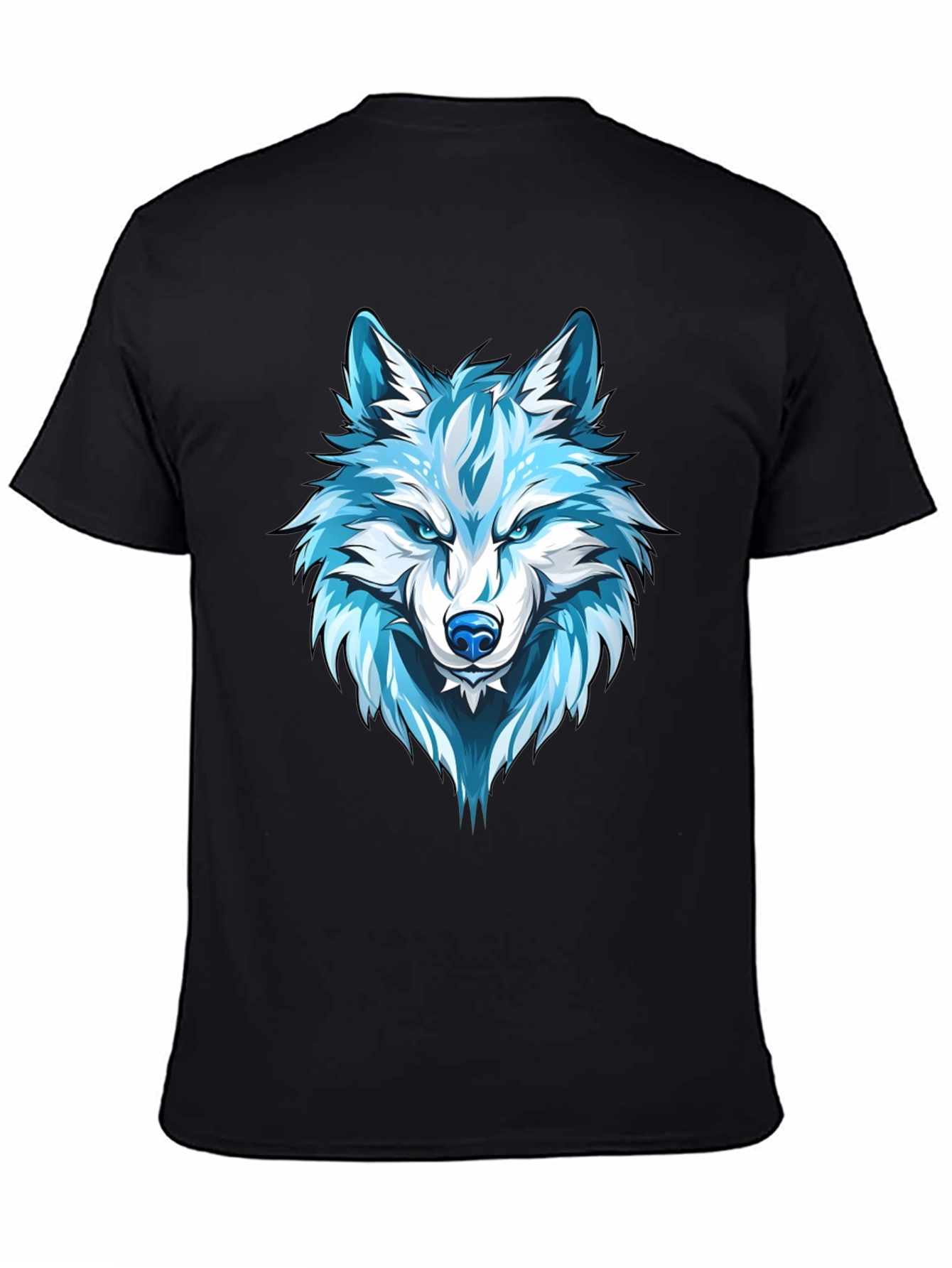 Wolf Graphic Print Tee - Cool Blue Design