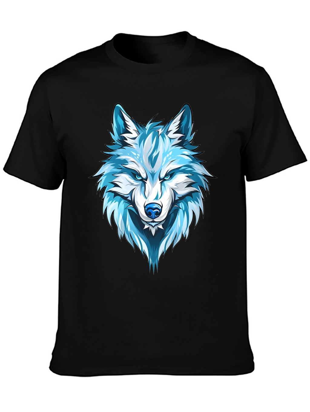 Wolf Graphic Print Tee - Cool Blue Design