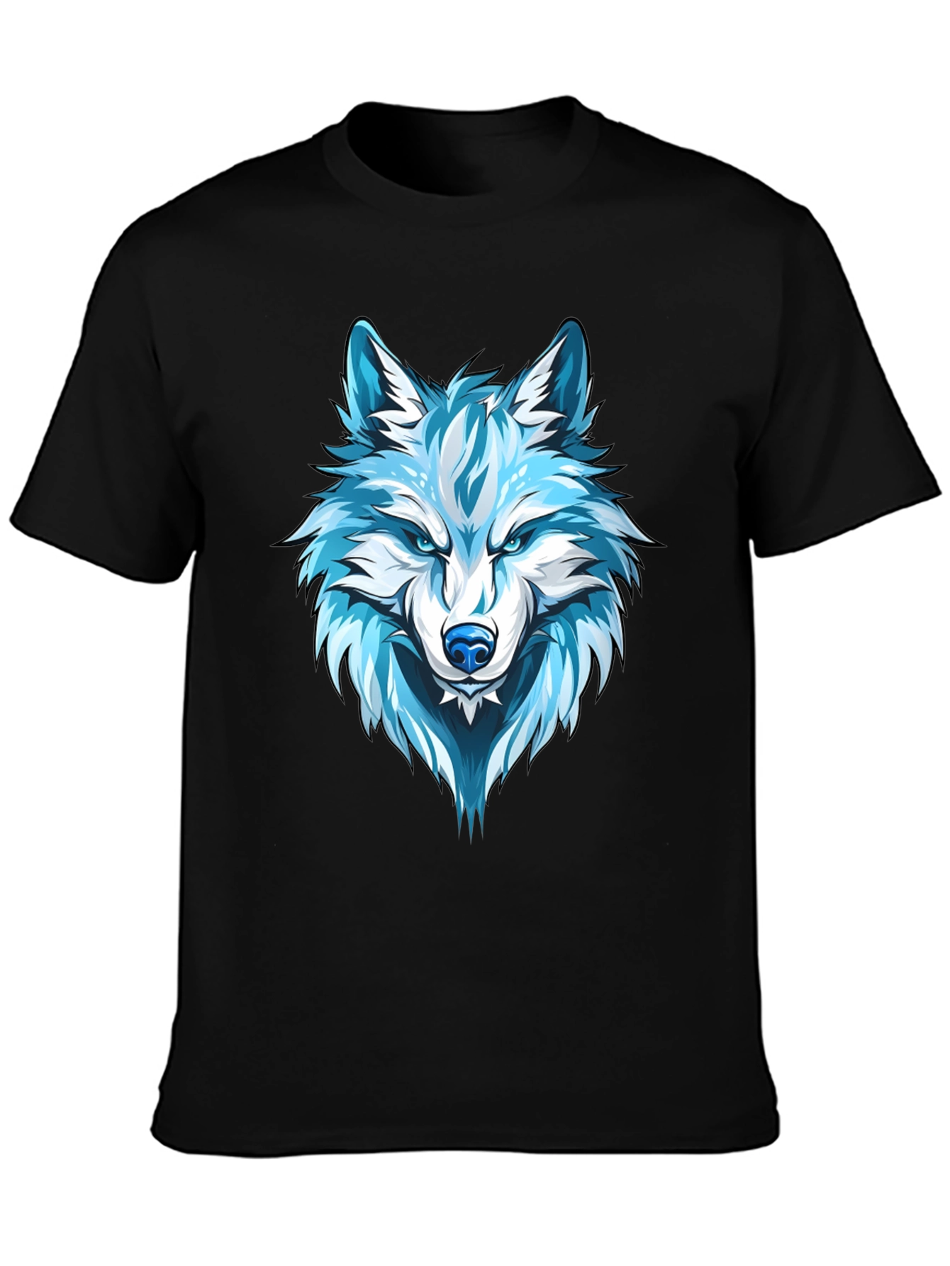 Wolf Graphic Print Tee - Cool Blue Design