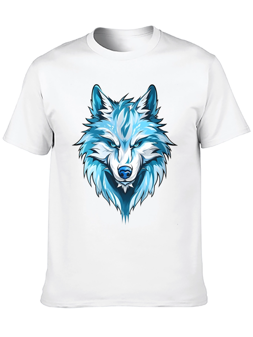Wolf Graphic Print Tee - Cool Blue Design