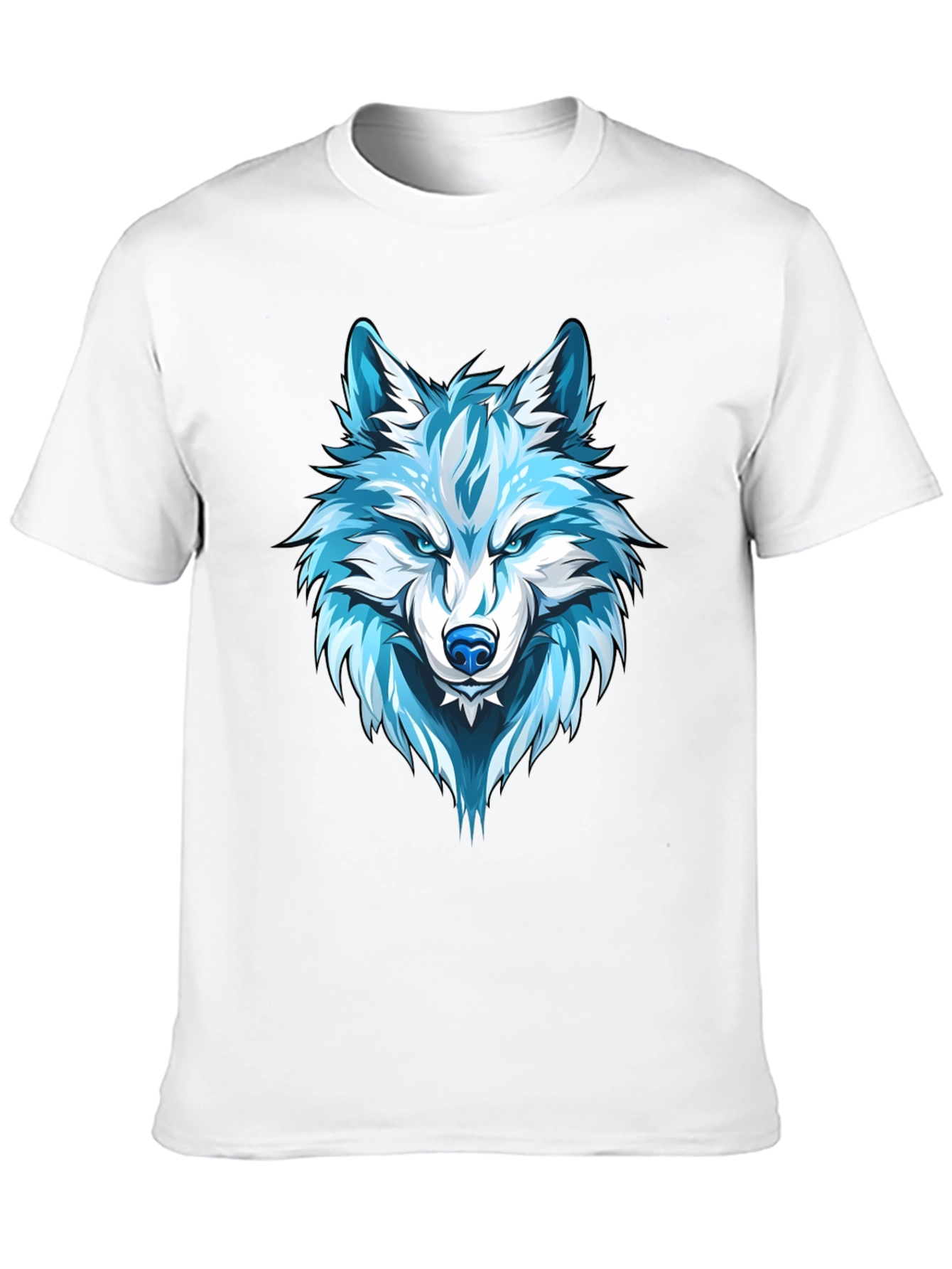 Wolf Graphic Print Tee - Cool Blue Design