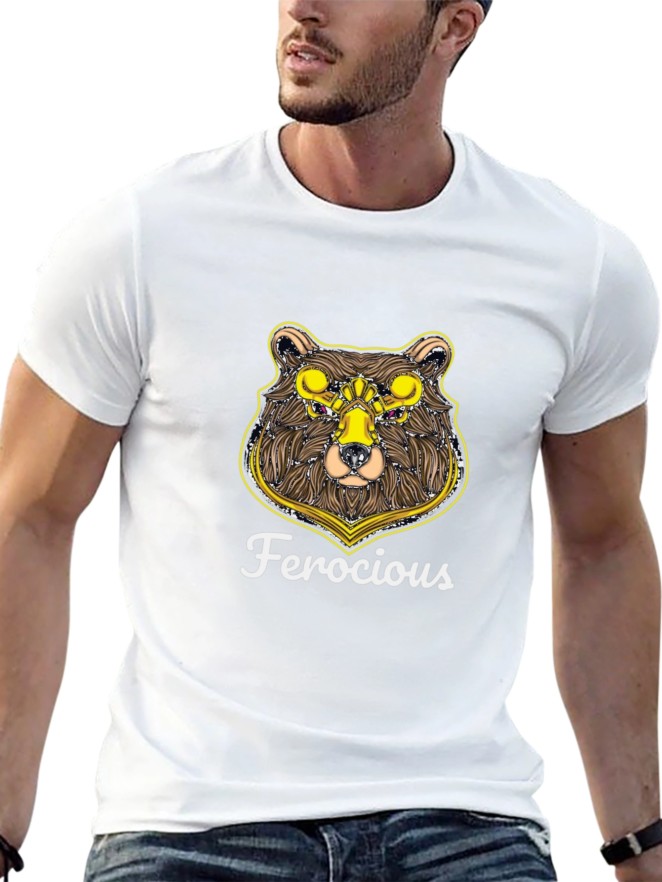 Ferocious Bear Graphic Print Black T-Shirt
