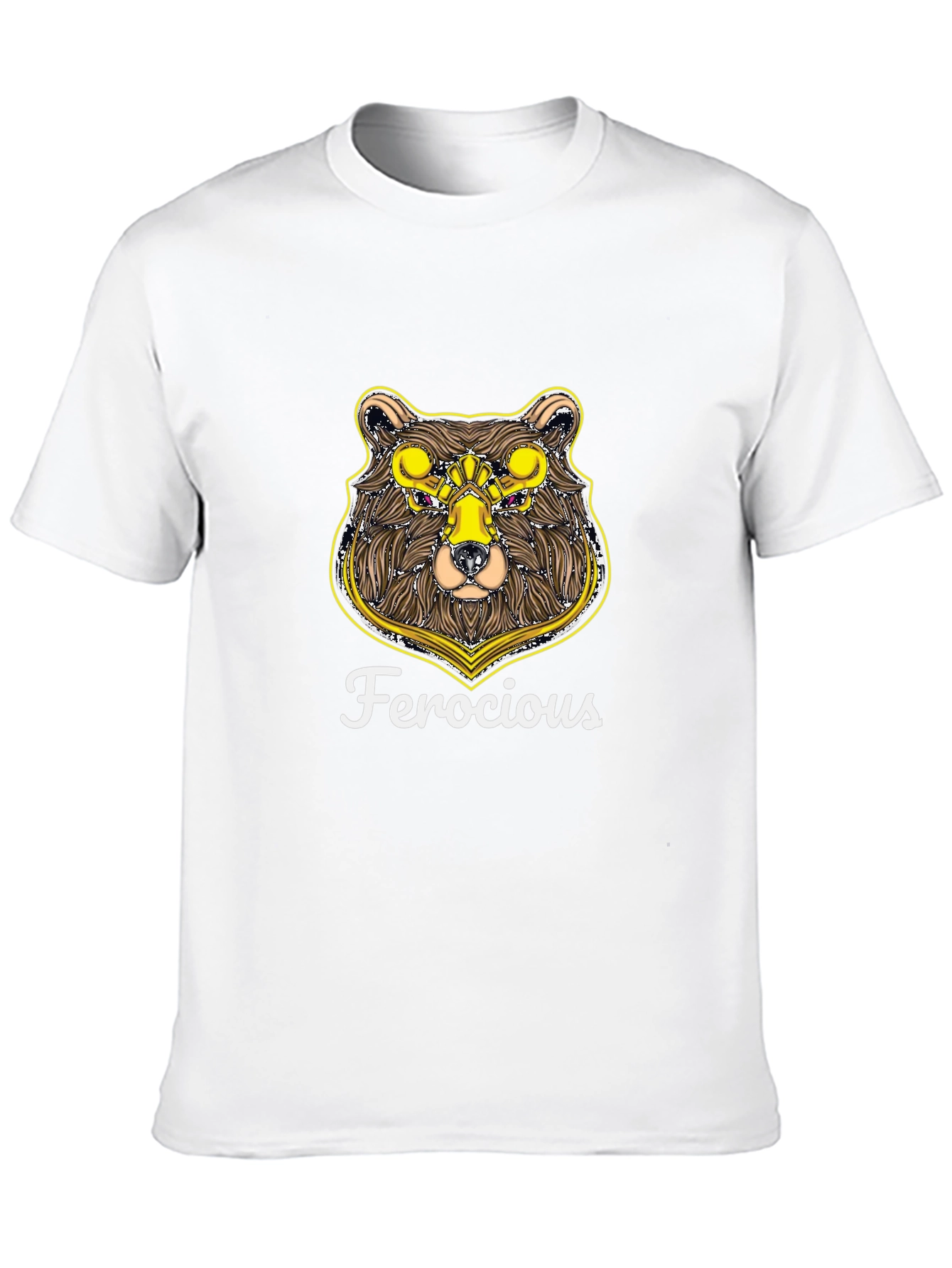 Ferocious Bear Graphic Print Black T-Shirt