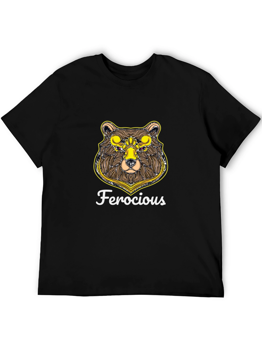 Ferocious Bear Graphic Print Black T-Shirt