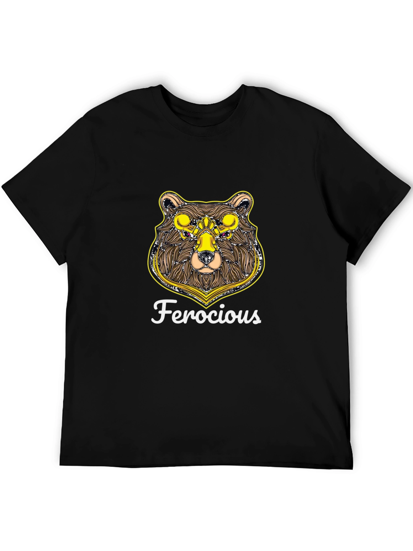 Ferocious Bear Graphic Print Black T-Shirt