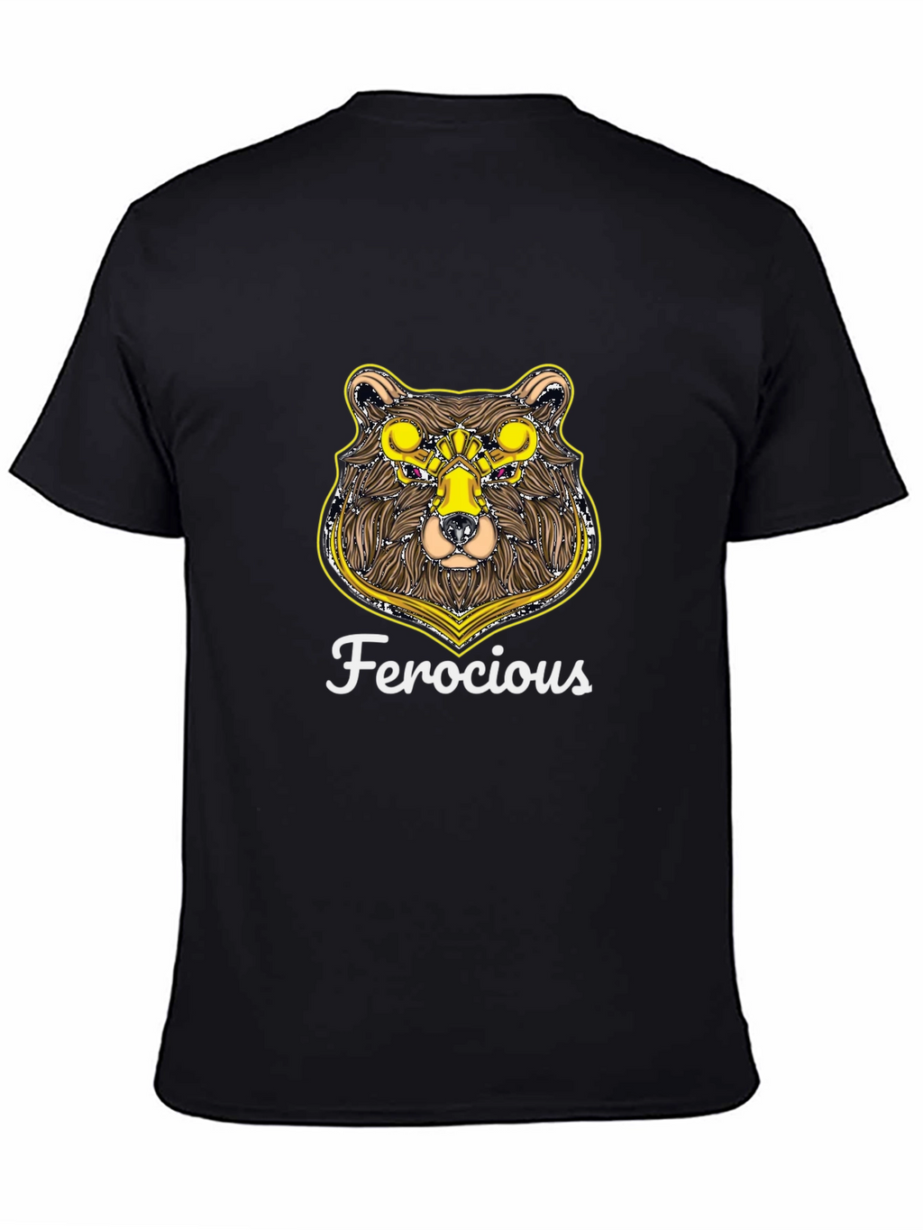 Ferocious Bear Graphic Print Black T-Shirt