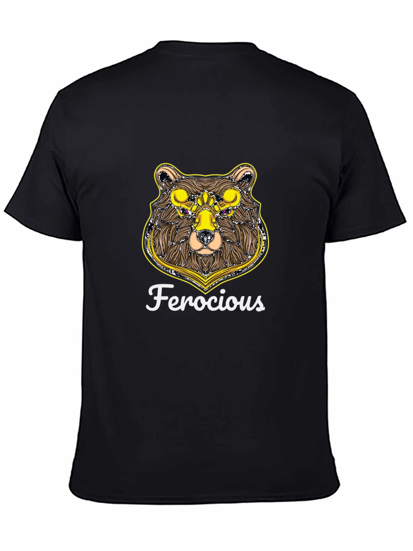 Ferocious Bear Graphic Print Black T-Shirt