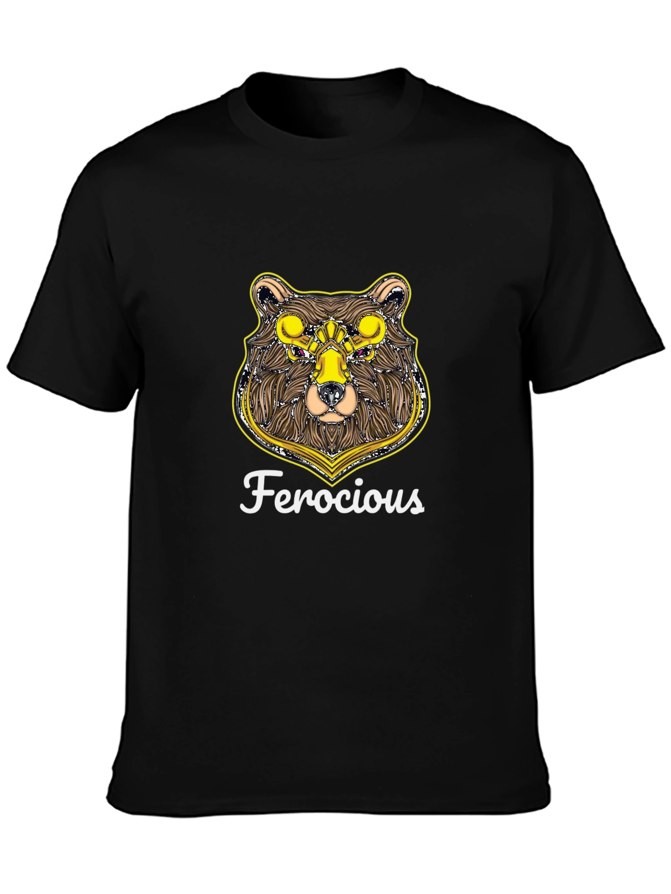 Ferocious Bear Graphic Print Black T-Shirt