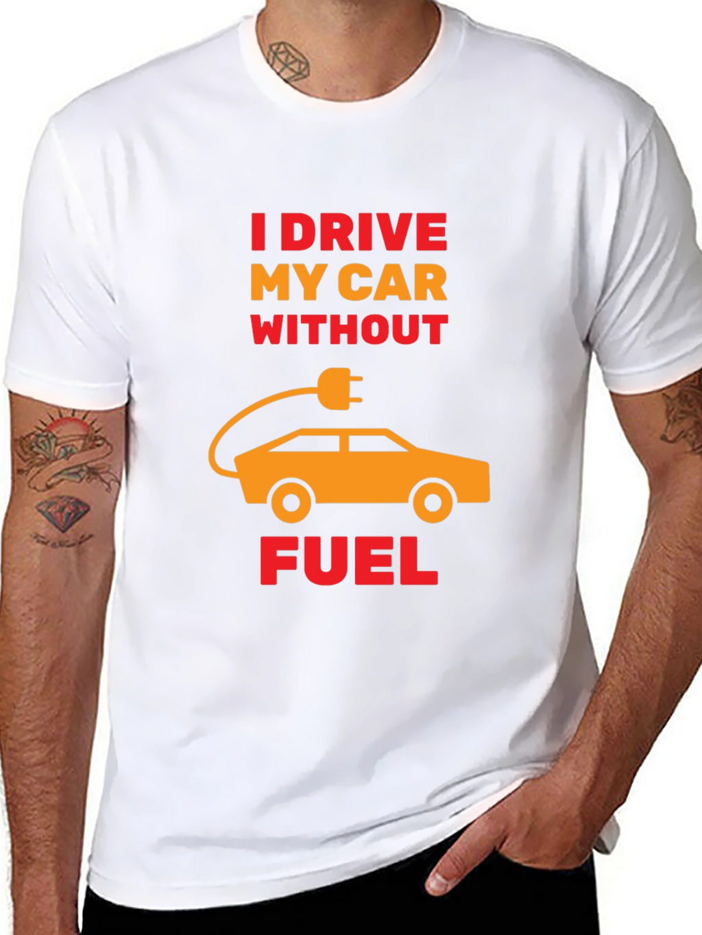 Electric Car T-Shirt - I Drive Without Fuel Tee