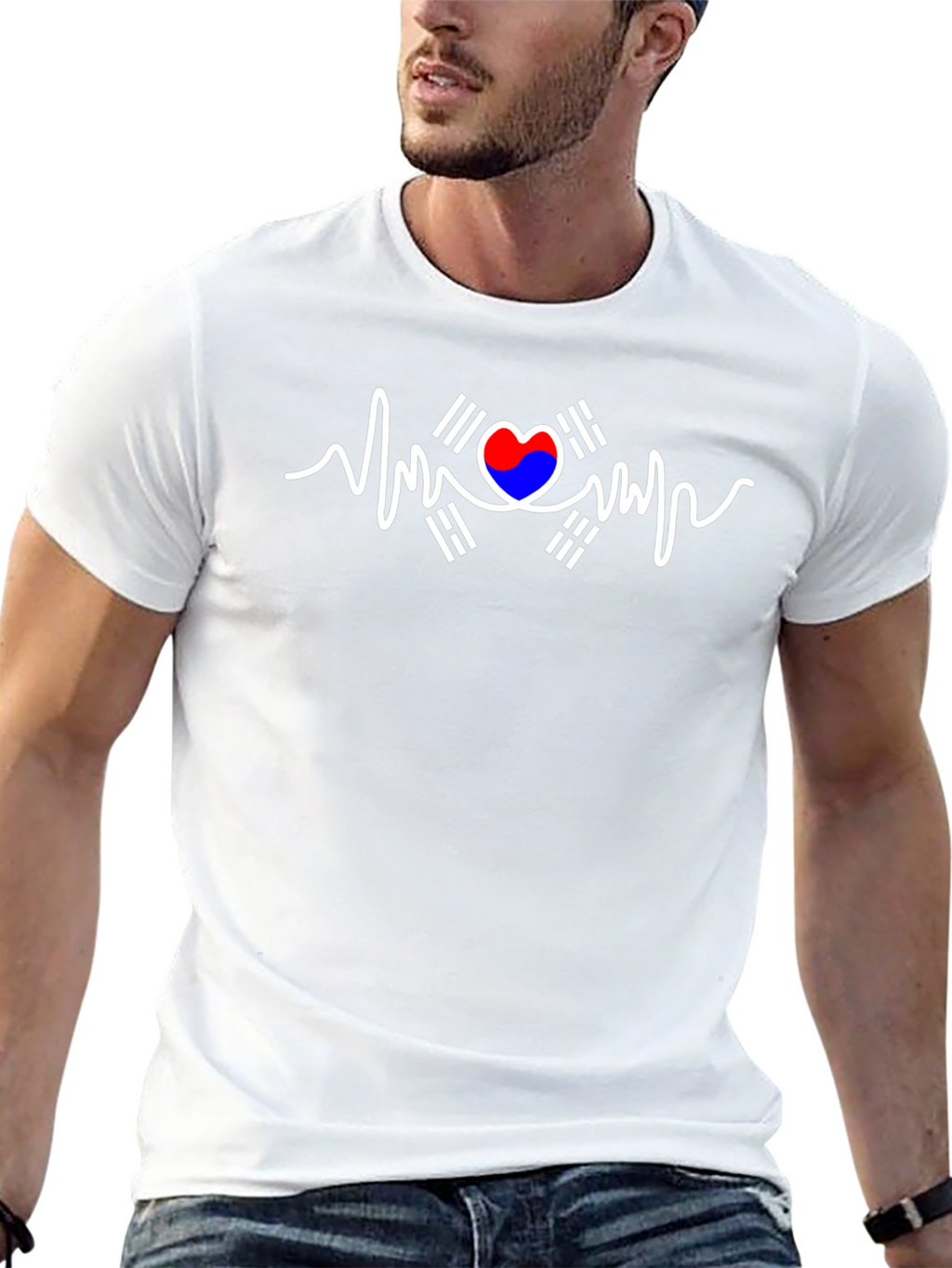 Heartbeat South Korea Flag Graphic T-Shirt