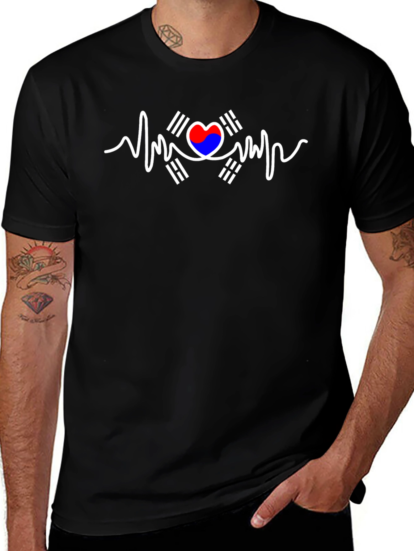 Heartbeat South Korea Flag Graphic T-Shirt