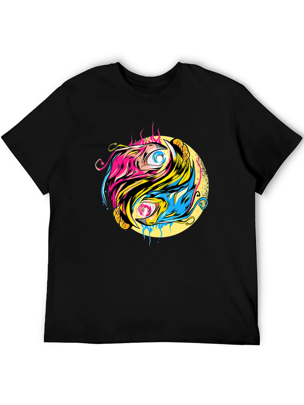 Yin Yang Eye Graphic Black T-Shirt