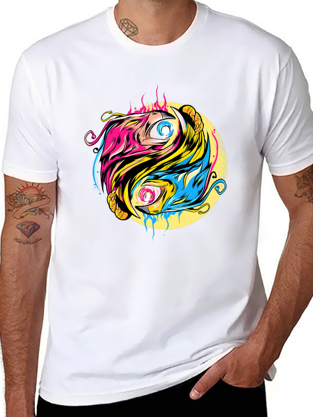 Yin Yang Eye Graphic Black T-Shirt