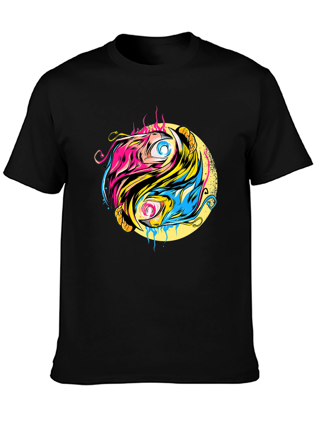 Yin Yang Eye Graphic Black T-Shirt