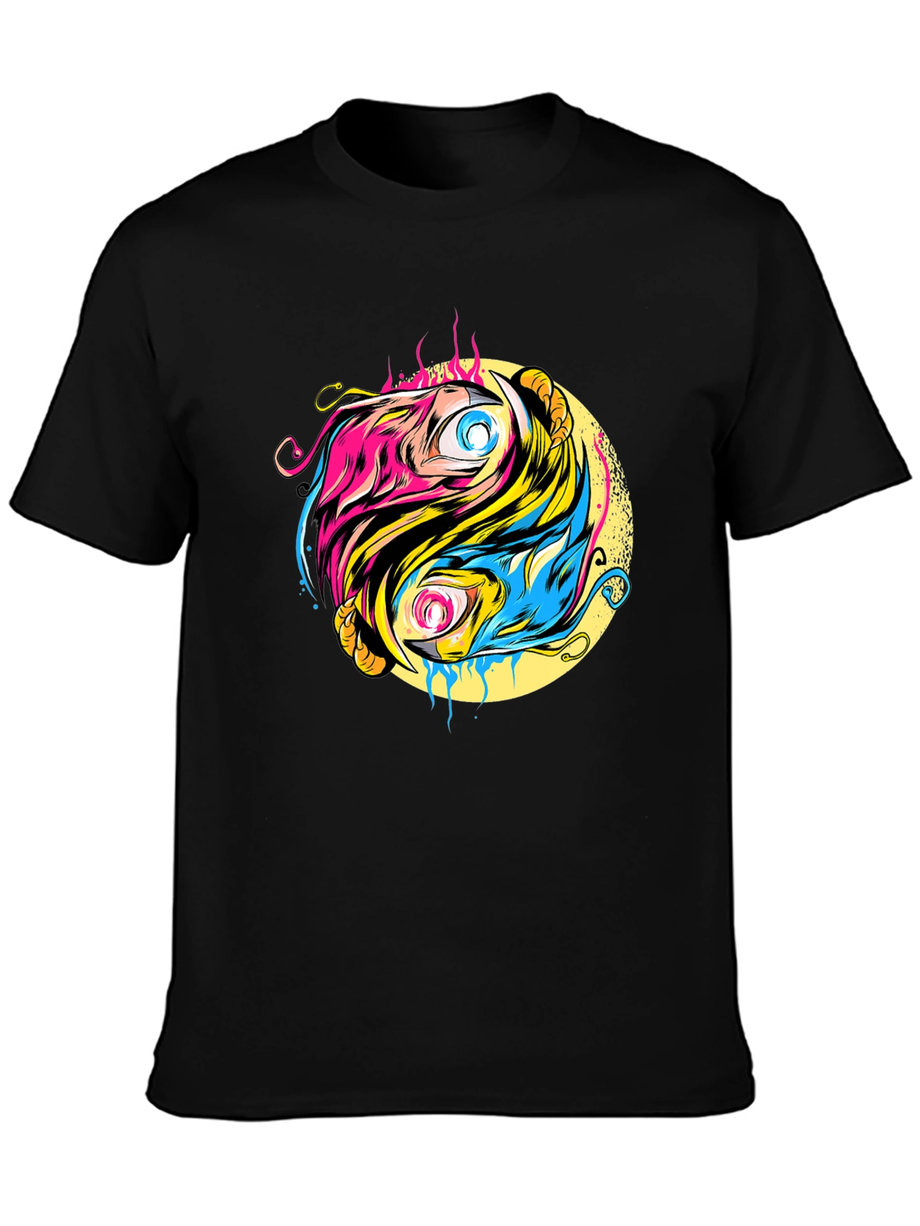 Yin Yang Eye Graphic Black T-Shirt