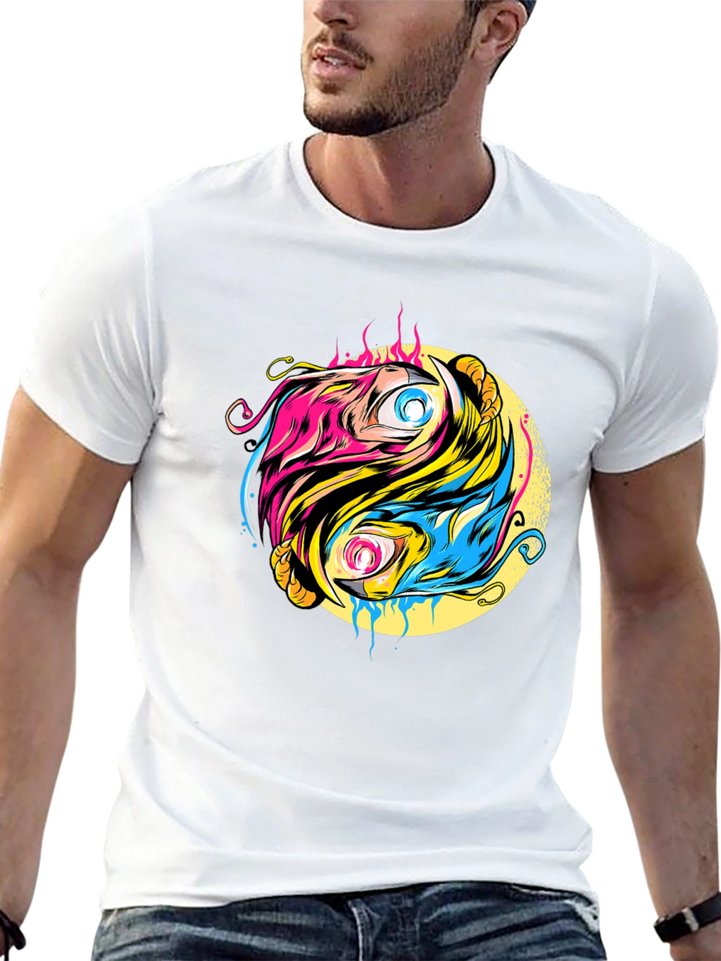 Yin Yang Eye Graphic Black T-Shirt