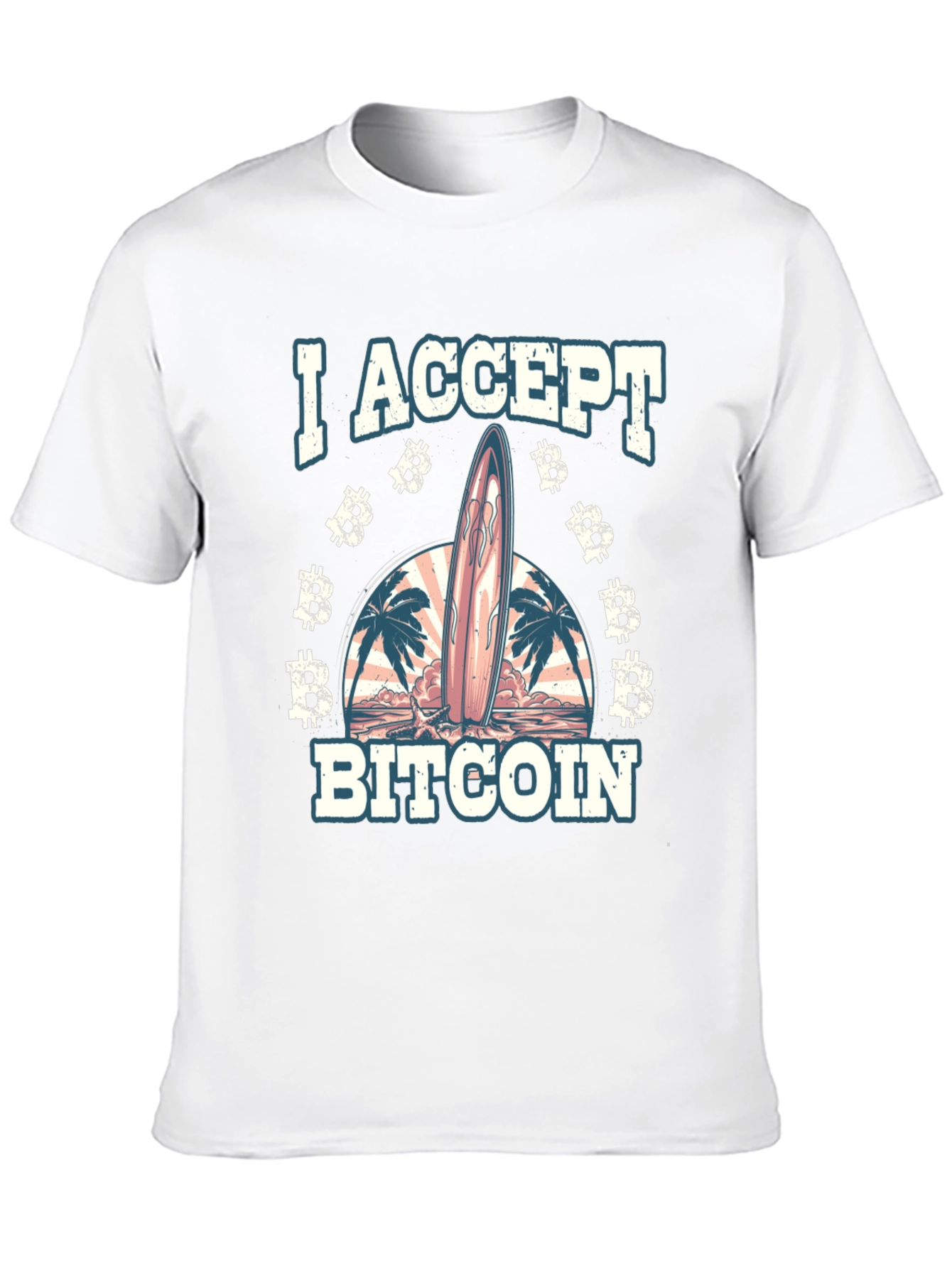 I Accept Bitcoin Surfboard Beach T-Shirt