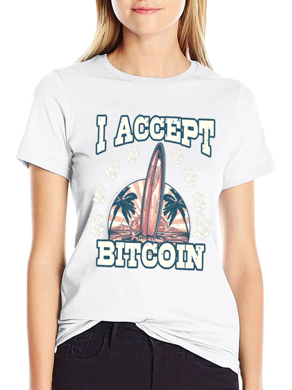 I Accept Bitcoin Surfboard Beach T-Shirt