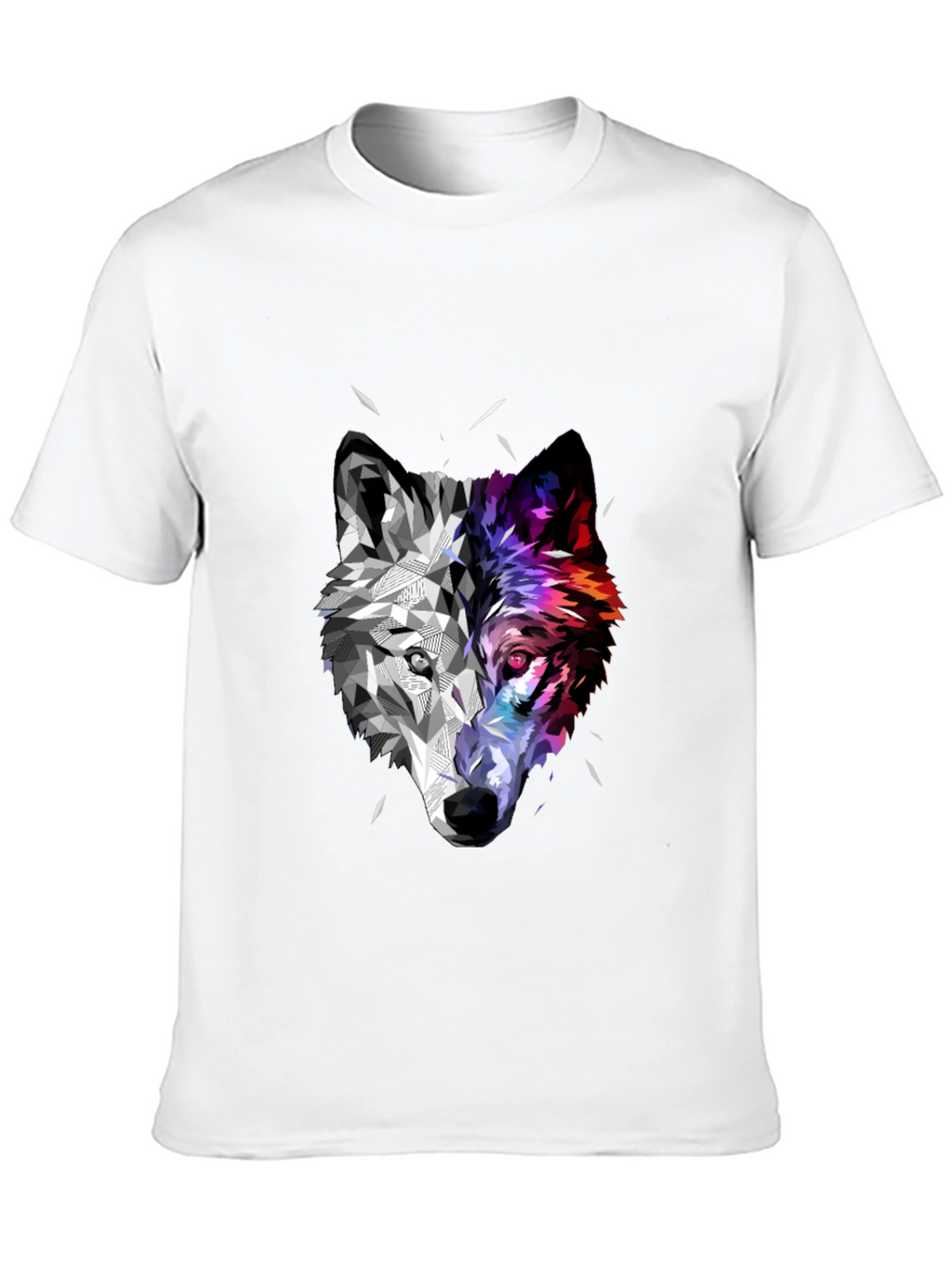 Geometric Wolf Head Graphic Black T-Shirt