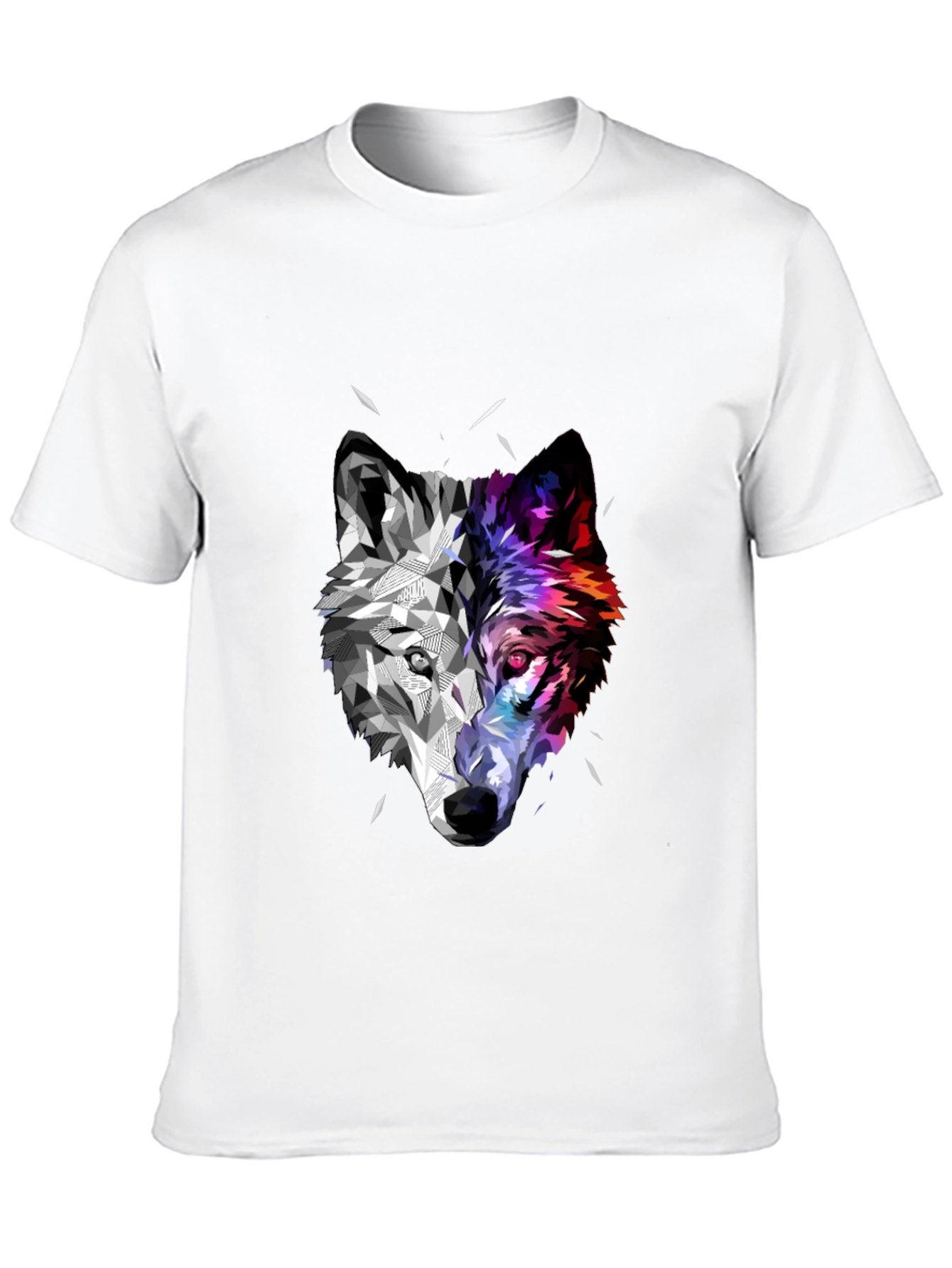 Geometric Wolf Head Graphic Black T-Shirt