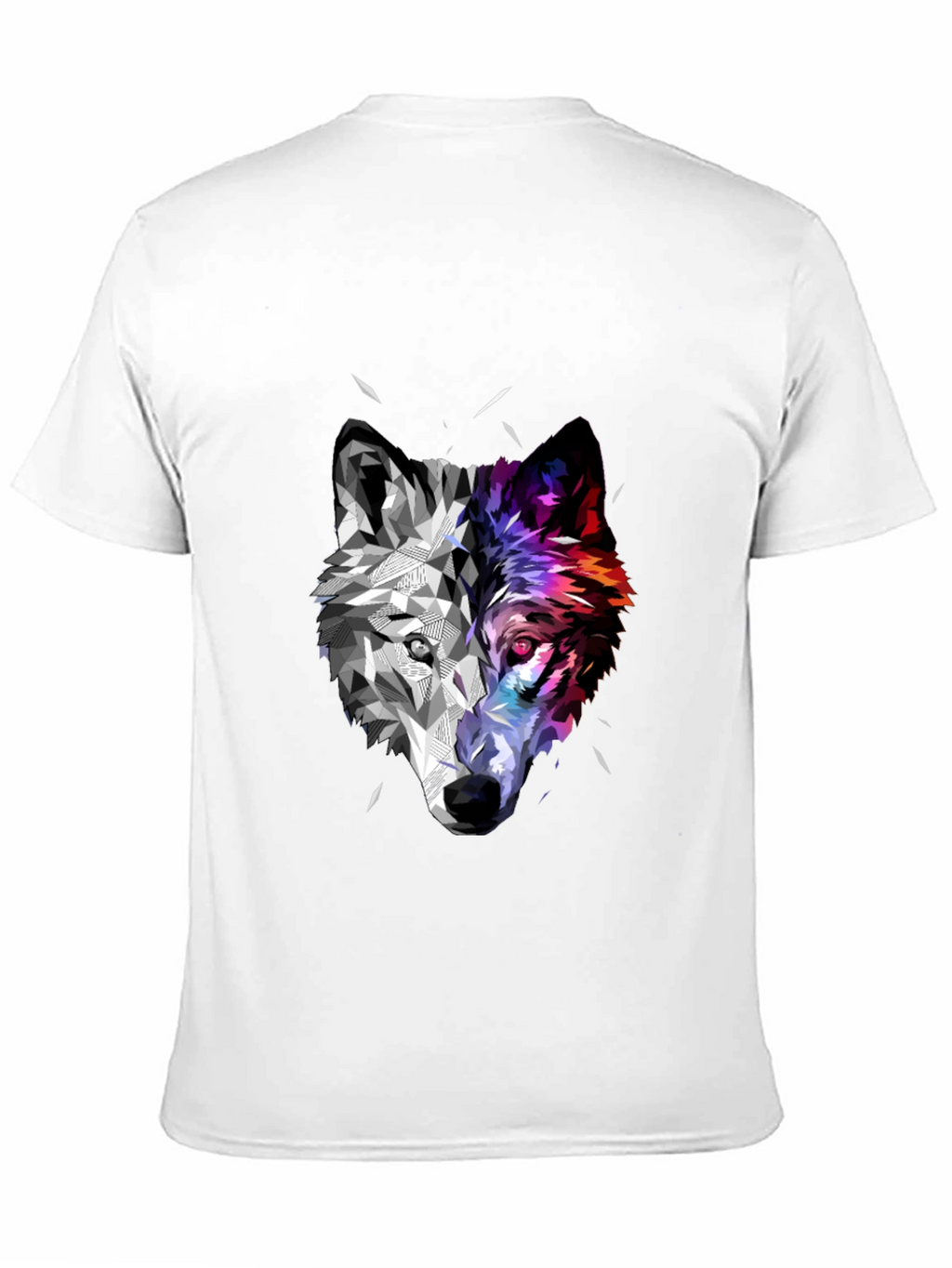 Geometric Wolf Head Graphic Black T-Shirt
