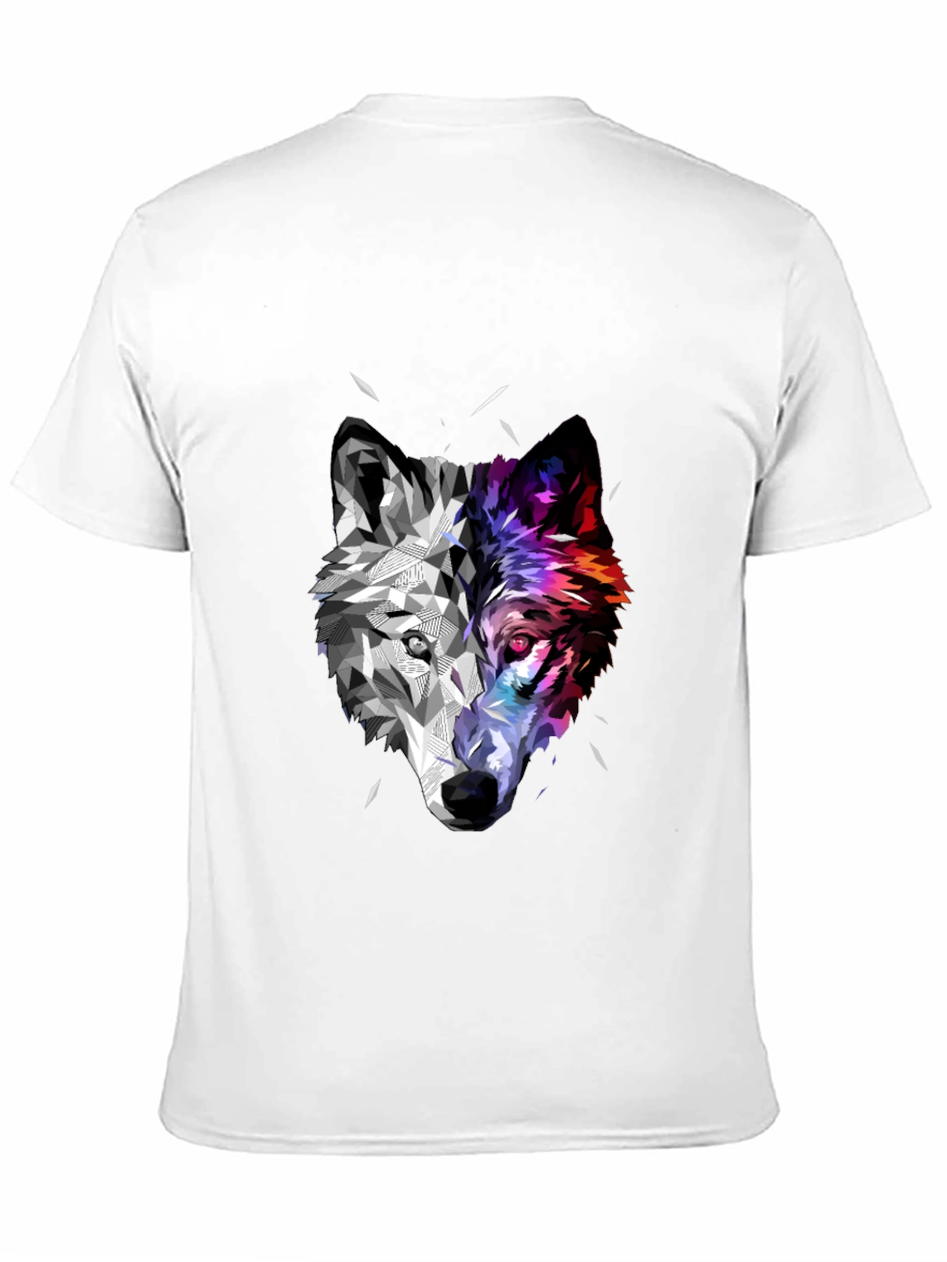 Geometric Wolf Head Graphic Black T-Shirt