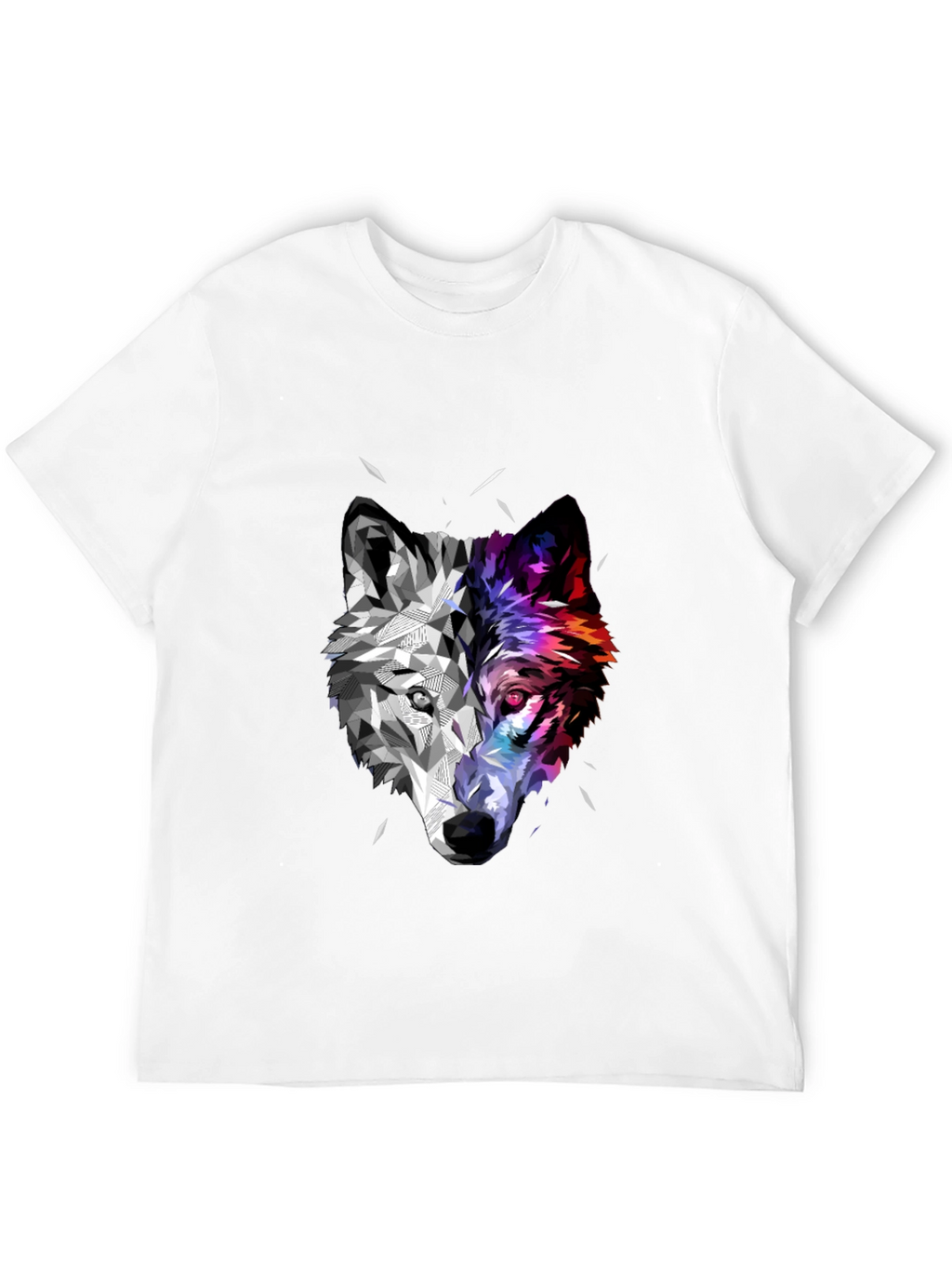 Geometric Wolf Head Graphic Black T-Shirt