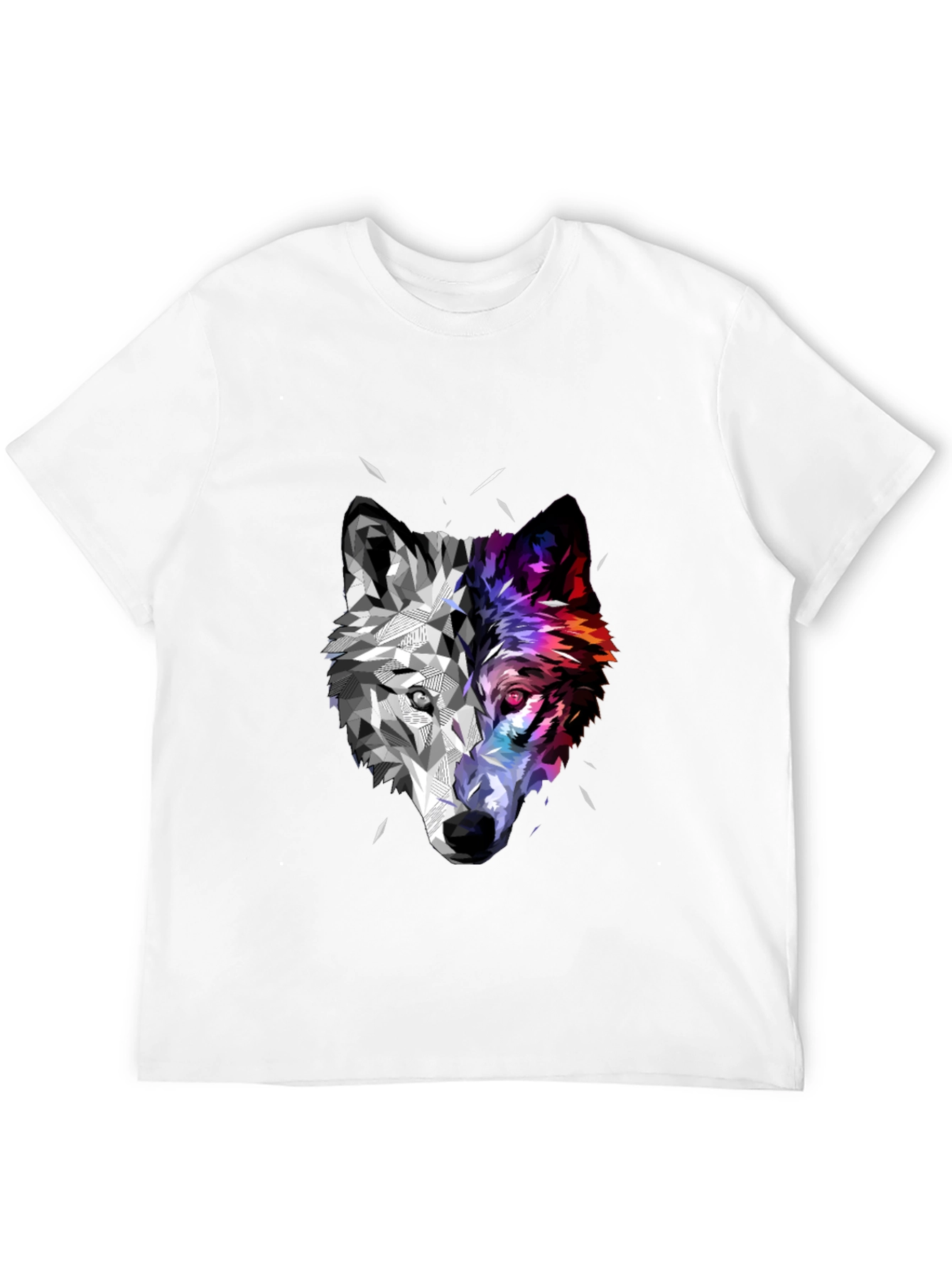 Geometric Wolf Head Graphic Black T-Shirt