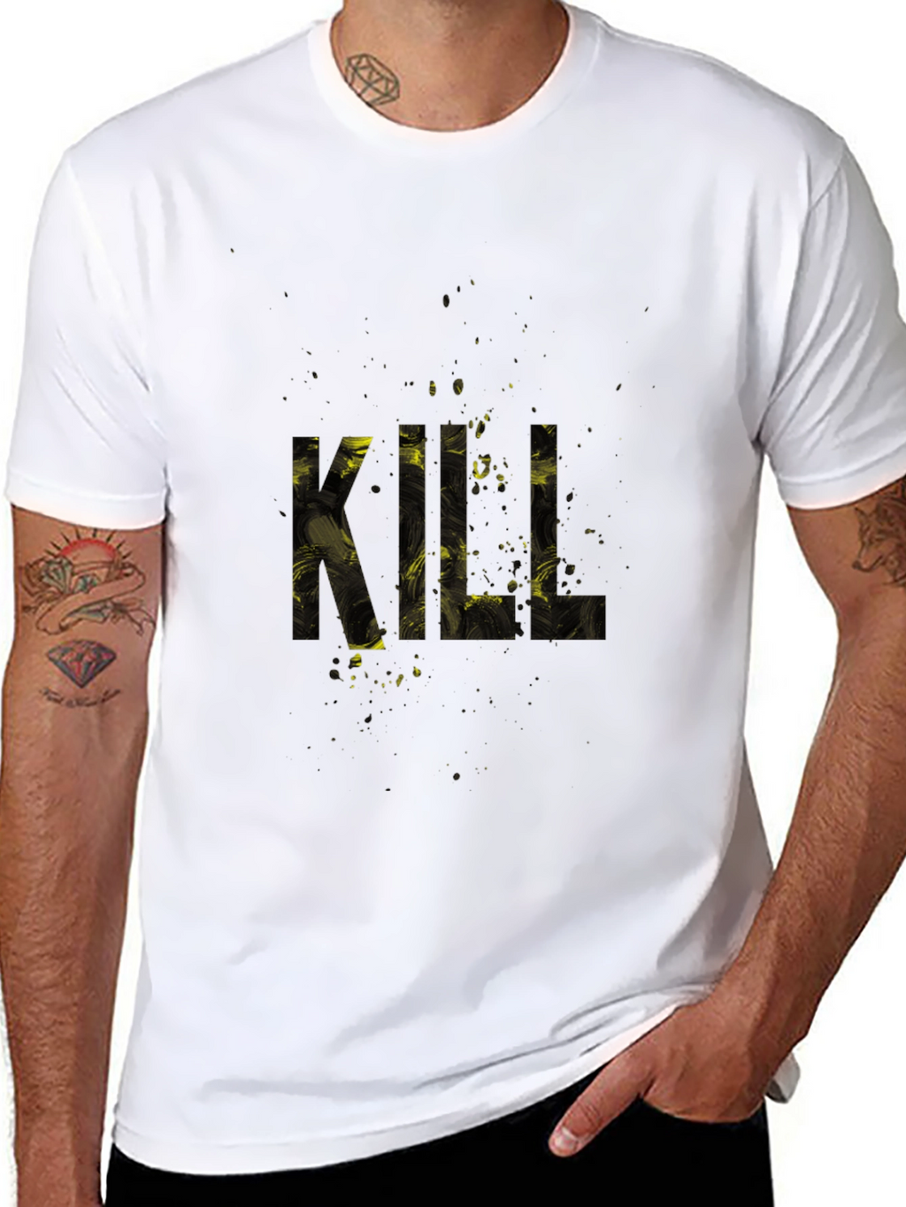 Abstract KILL Graphic Black T-Shirt