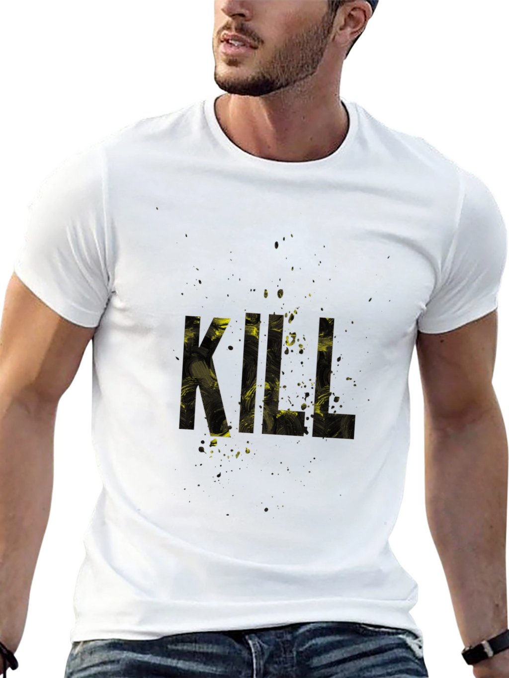 Abstract KILL Graphic Black T-Shirt