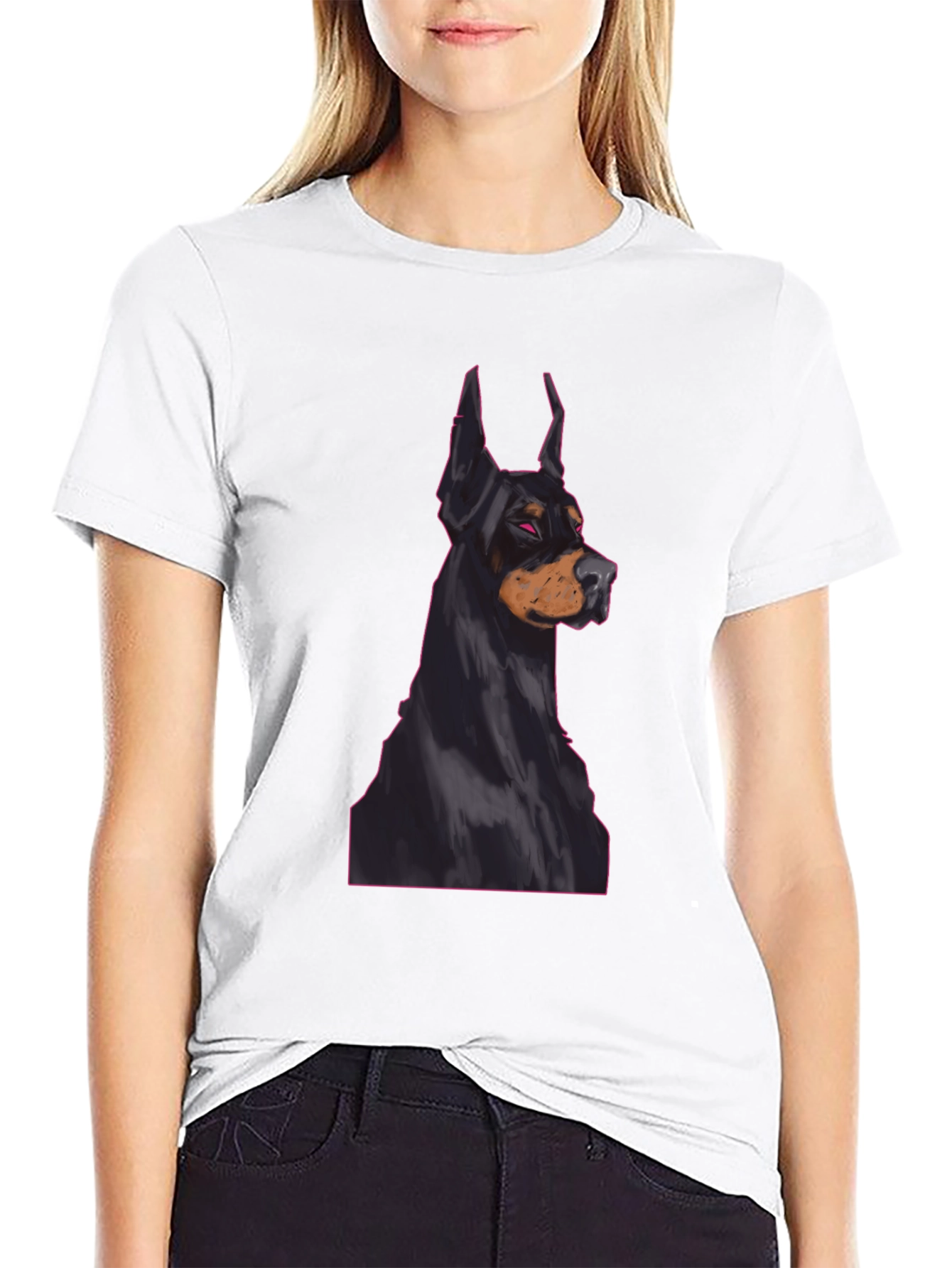 Doberman Dog Graphic Tee - Black Cotton T-Shirt