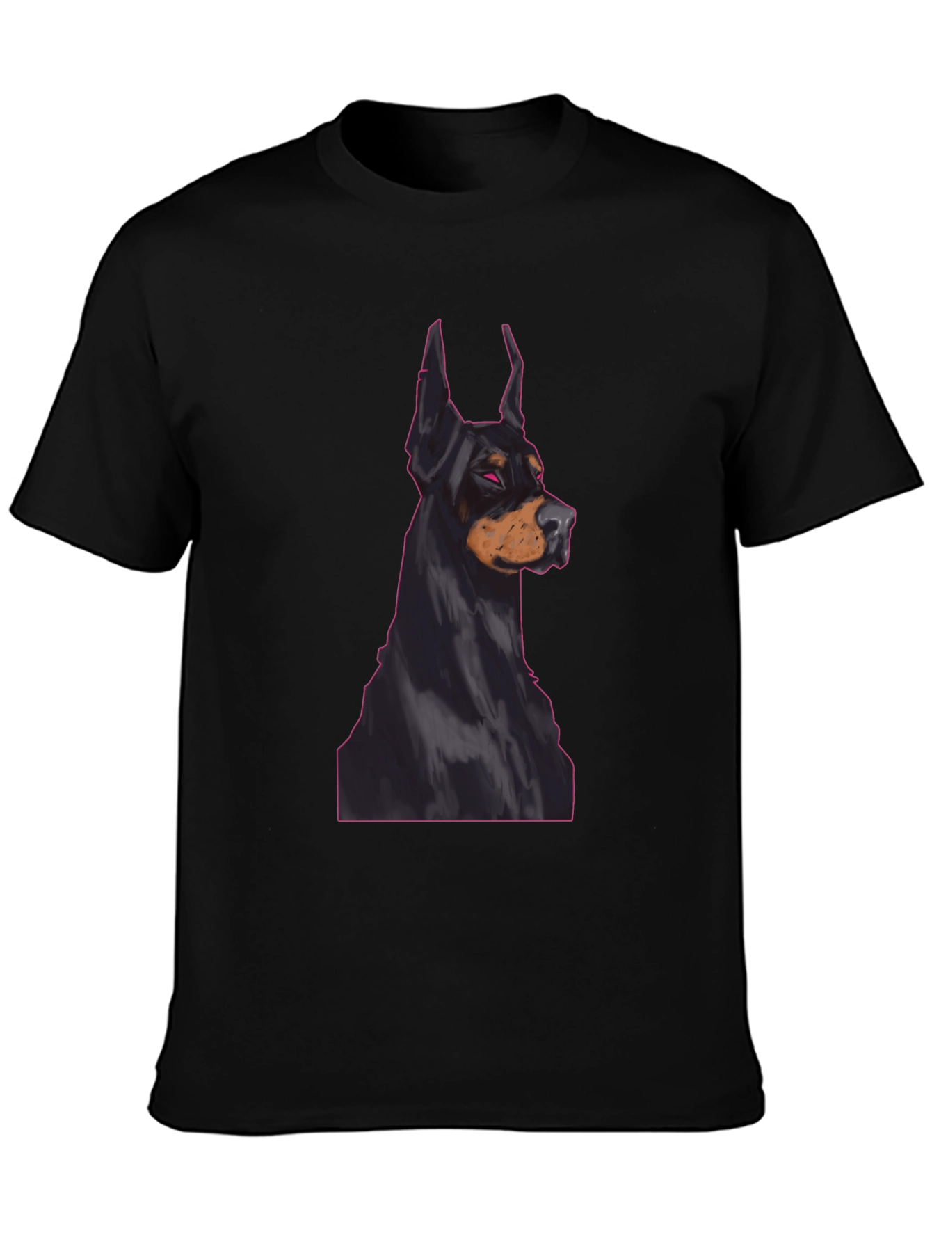 Doberman Dog Graphic Tee - Black Cotton T-Shirt