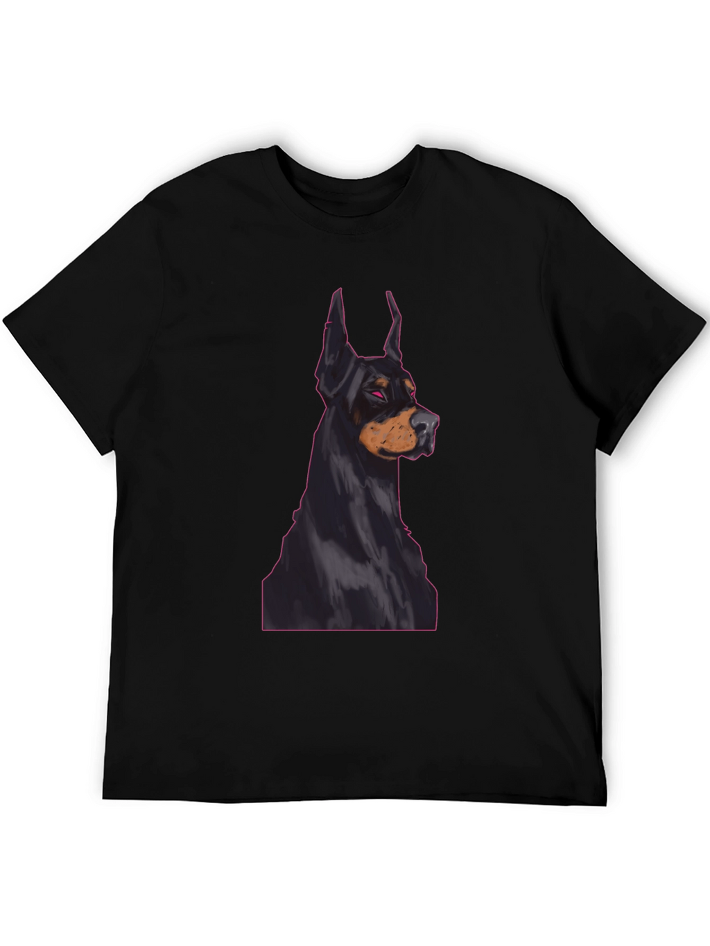 Doberman Dog Graphic Tee - Black Cotton T-Shirt