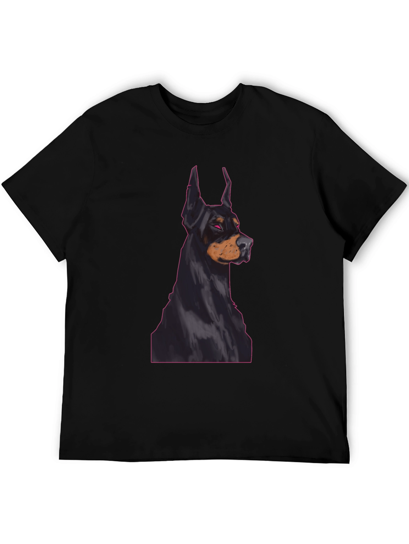 Doberman Dog Graphic Tee - Black Cotton T-Shirt