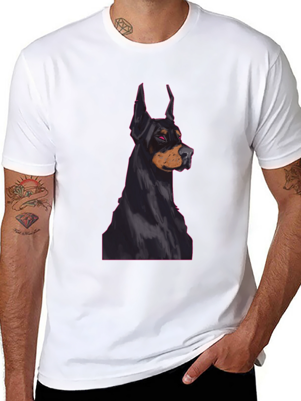 Doberman Dog Graphic Tee - Black Cotton T-Shirt