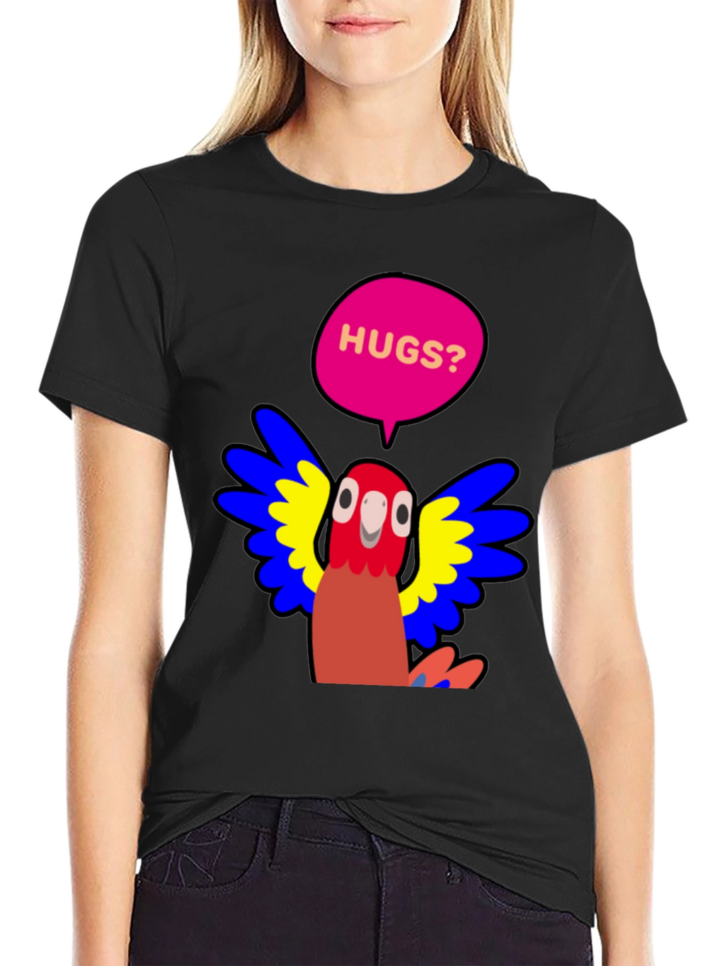 Hugs Parrot Graphic T-Shirt