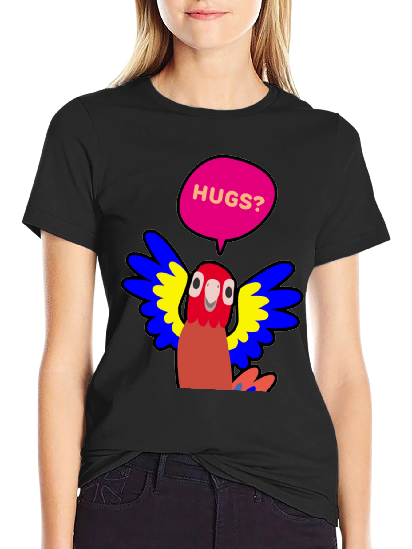 Hugs Parrot Graphic T-Shirt