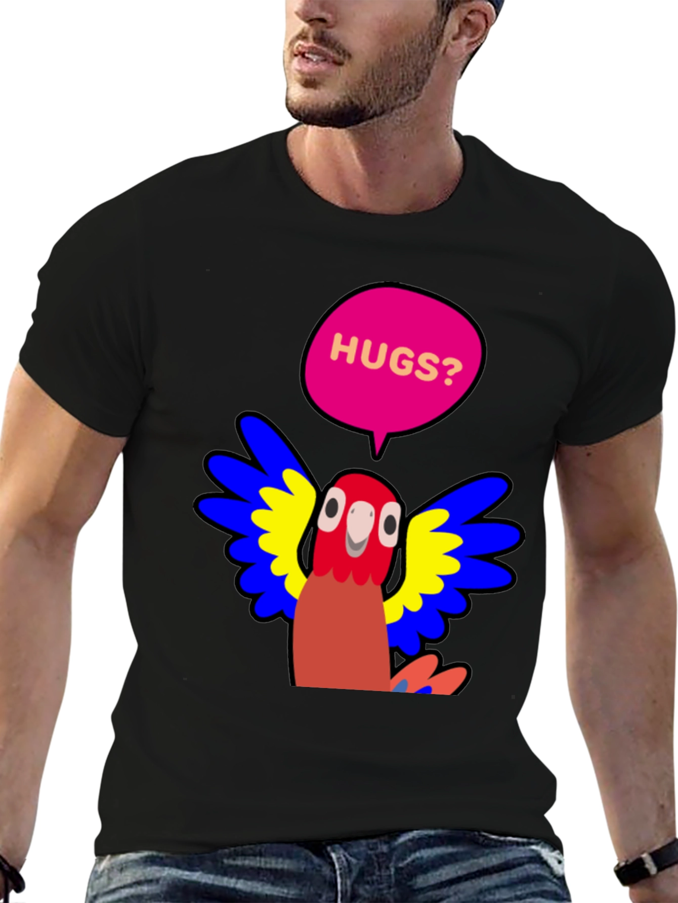 Hugs Parrot Graphic T-Shirt