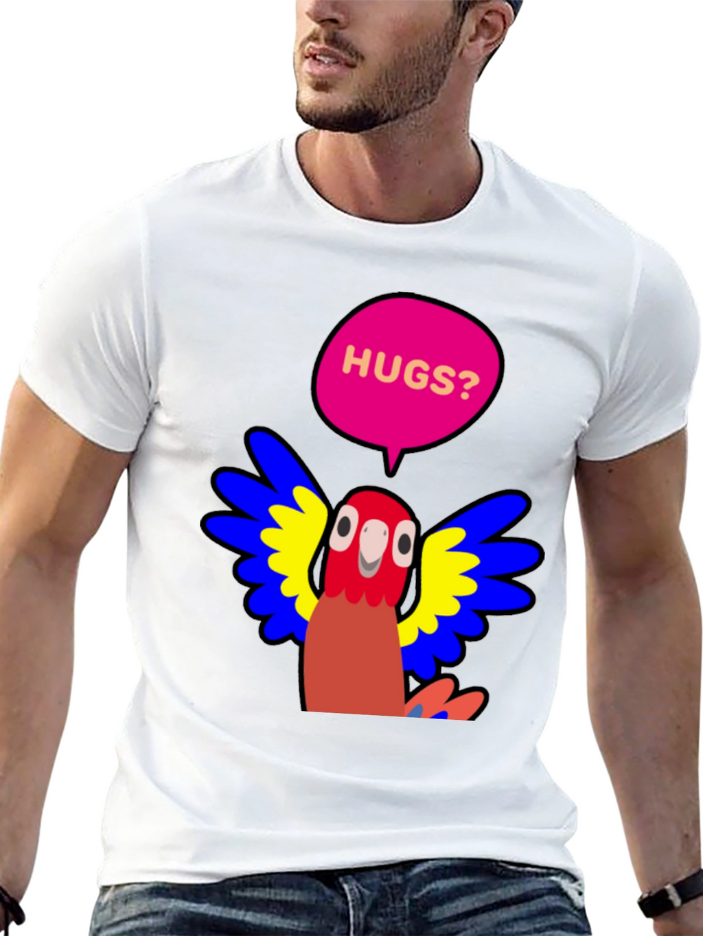 Hugs Parrot Graphic T-Shirt