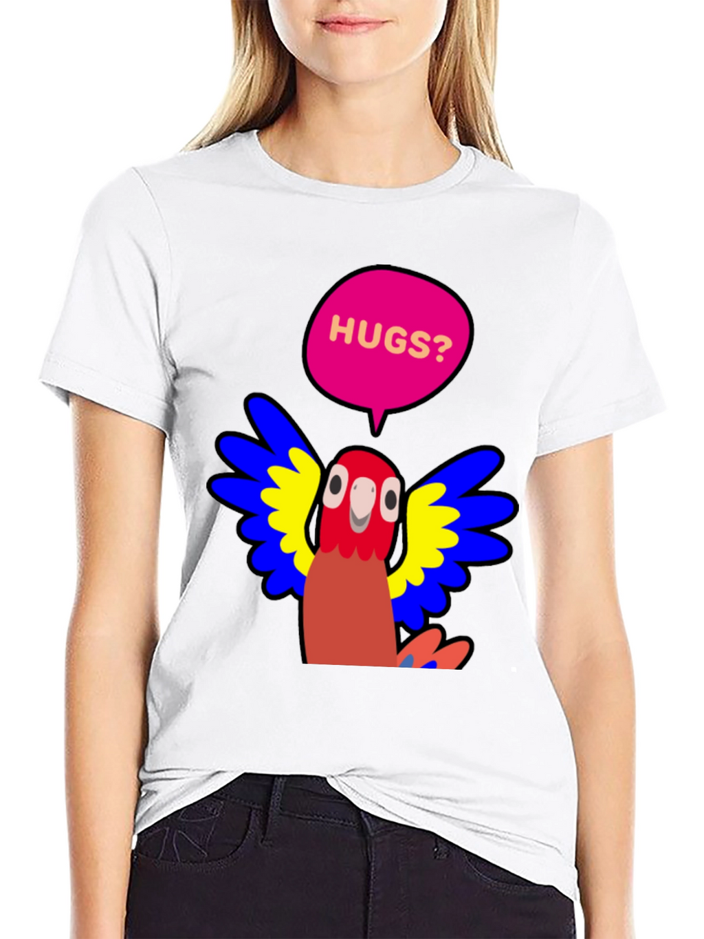 Hugs Parrot Graphic T-Shirt