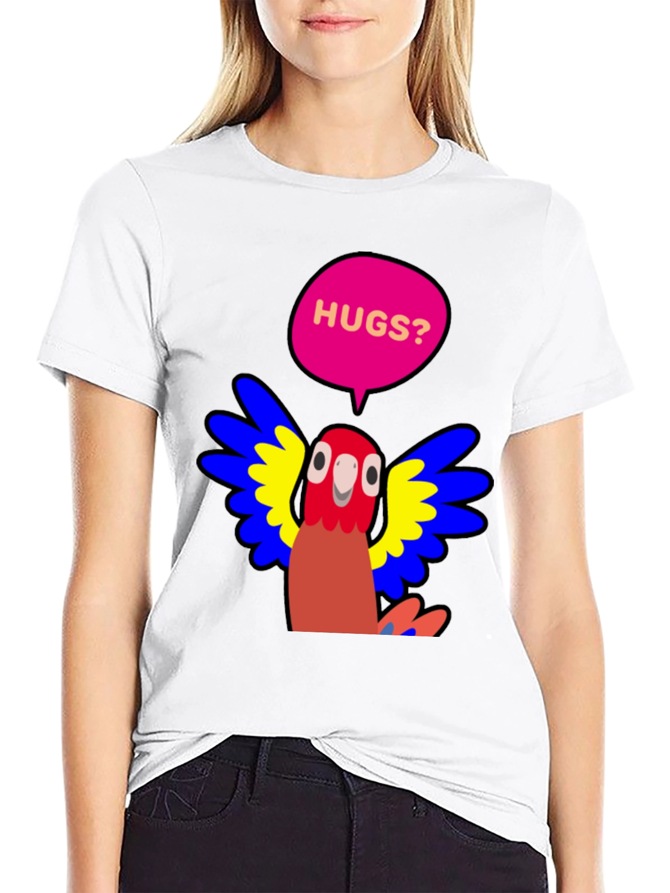 Hugs Parrot Graphic T-Shirt