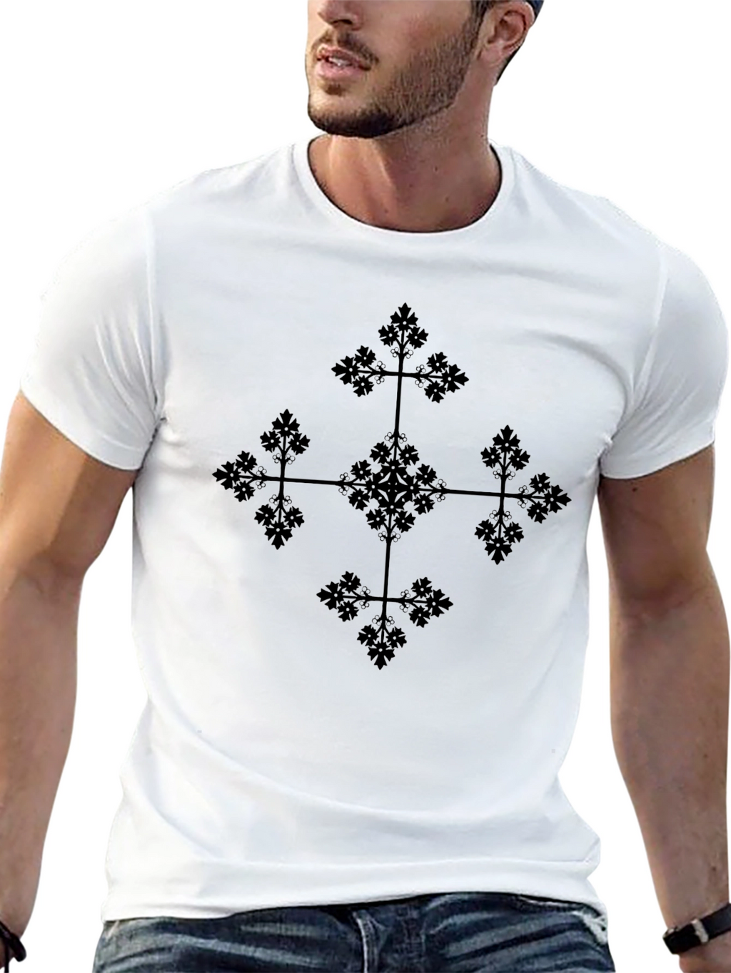 Geometric Black Tee: Stylish Casual Wear