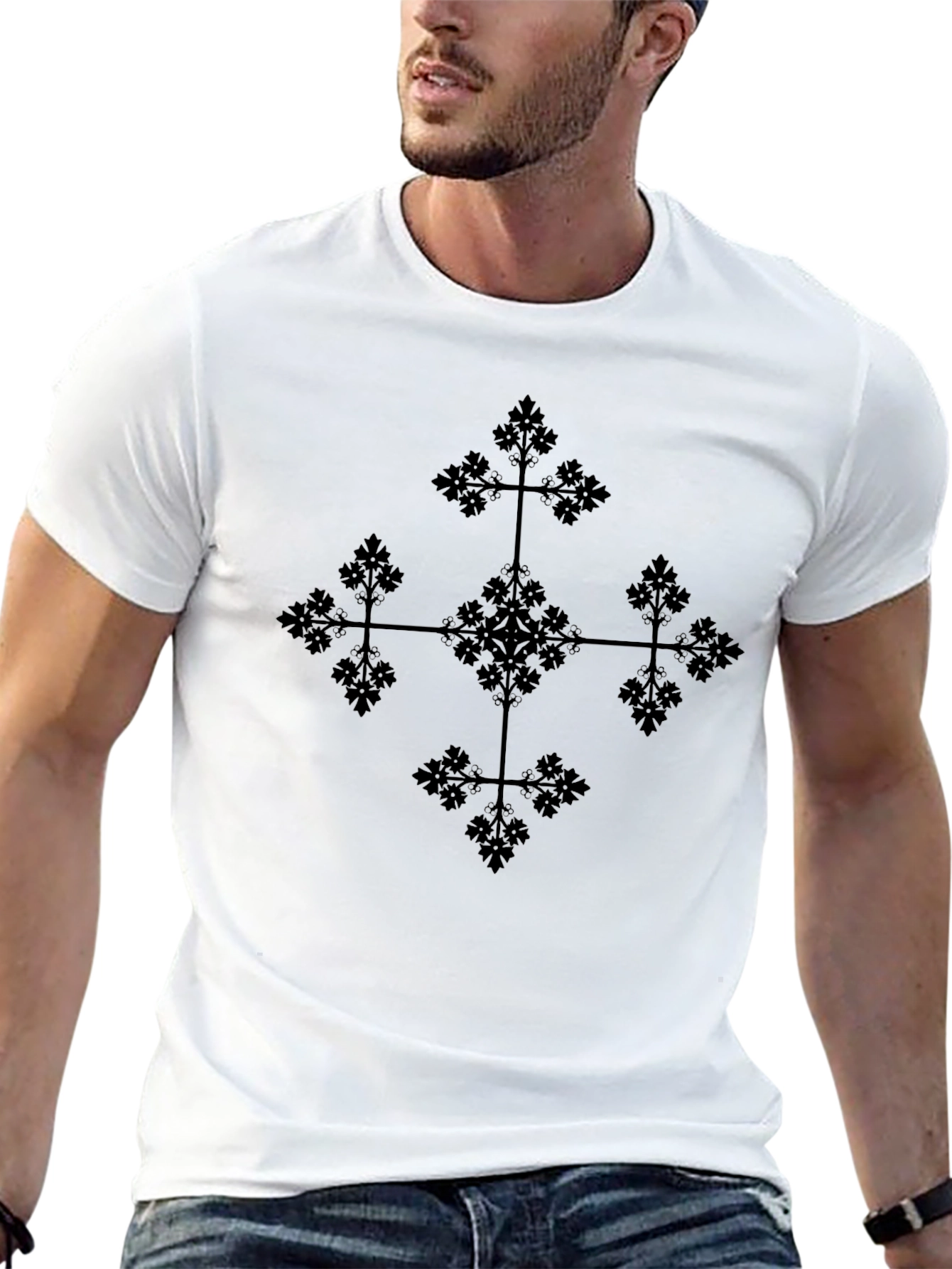 Geometric Black Tee: Stylish Casual Wear