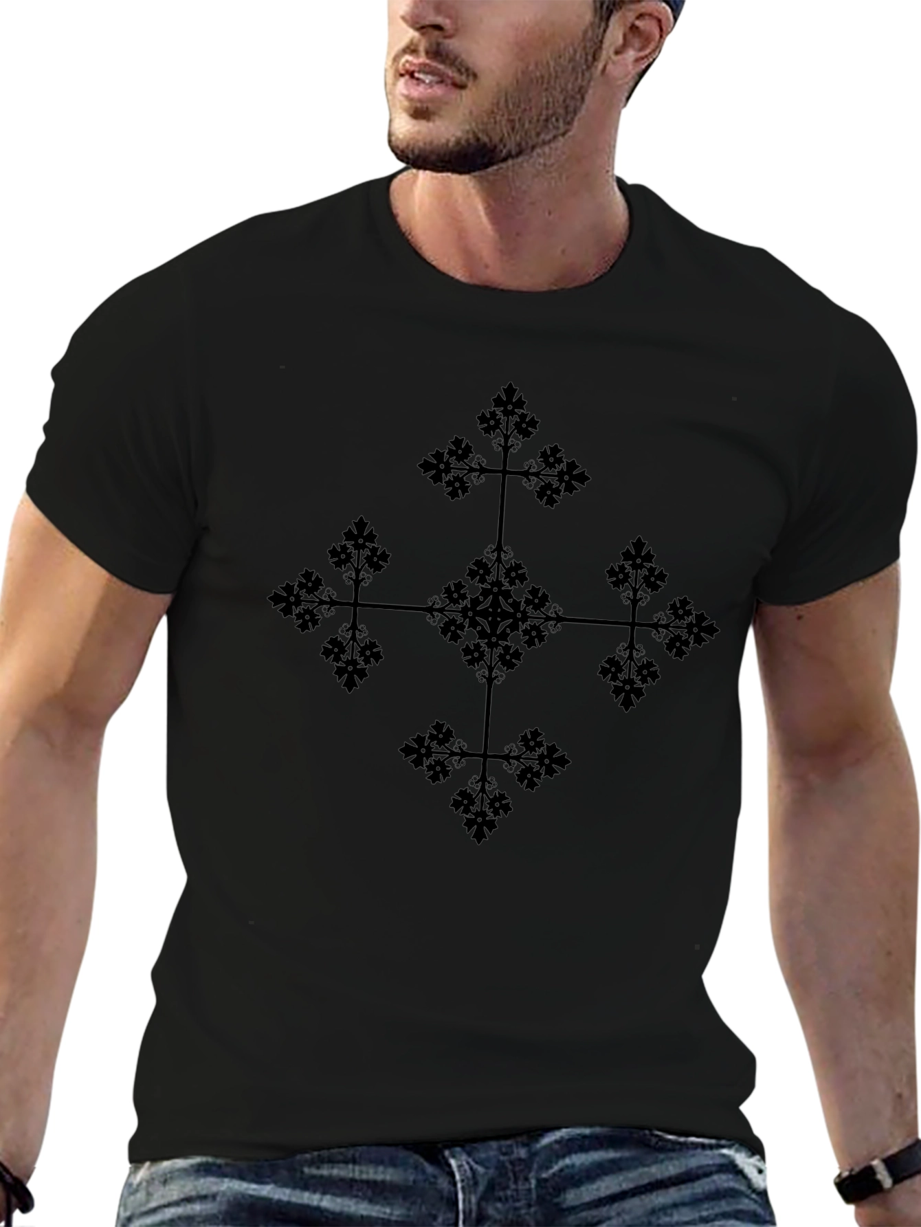 Geometric Black Tee: Stylish Casual Wear