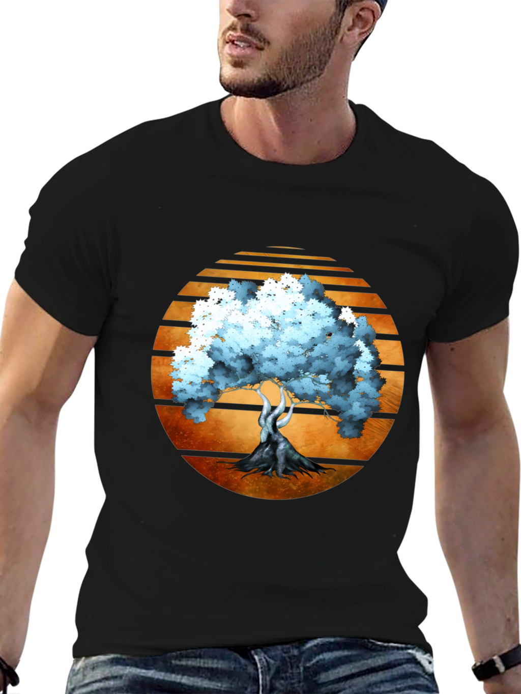 Sunset Tree Graphic Tee - Black
