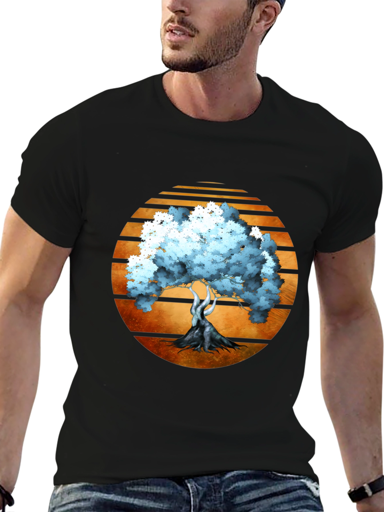Sunset Tree Graphic Tee - Black