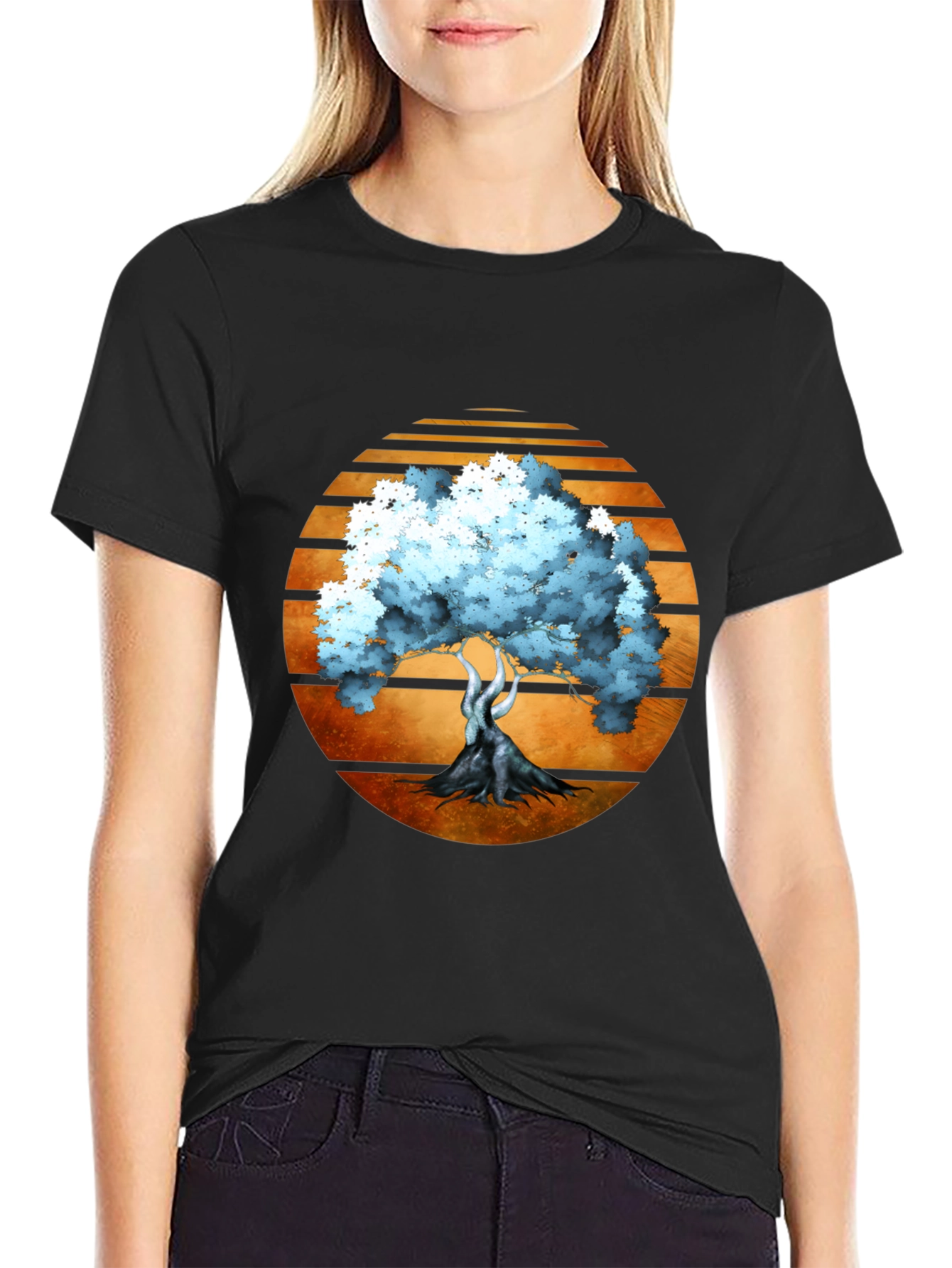 Sunset Tree Graphic Tee - Black